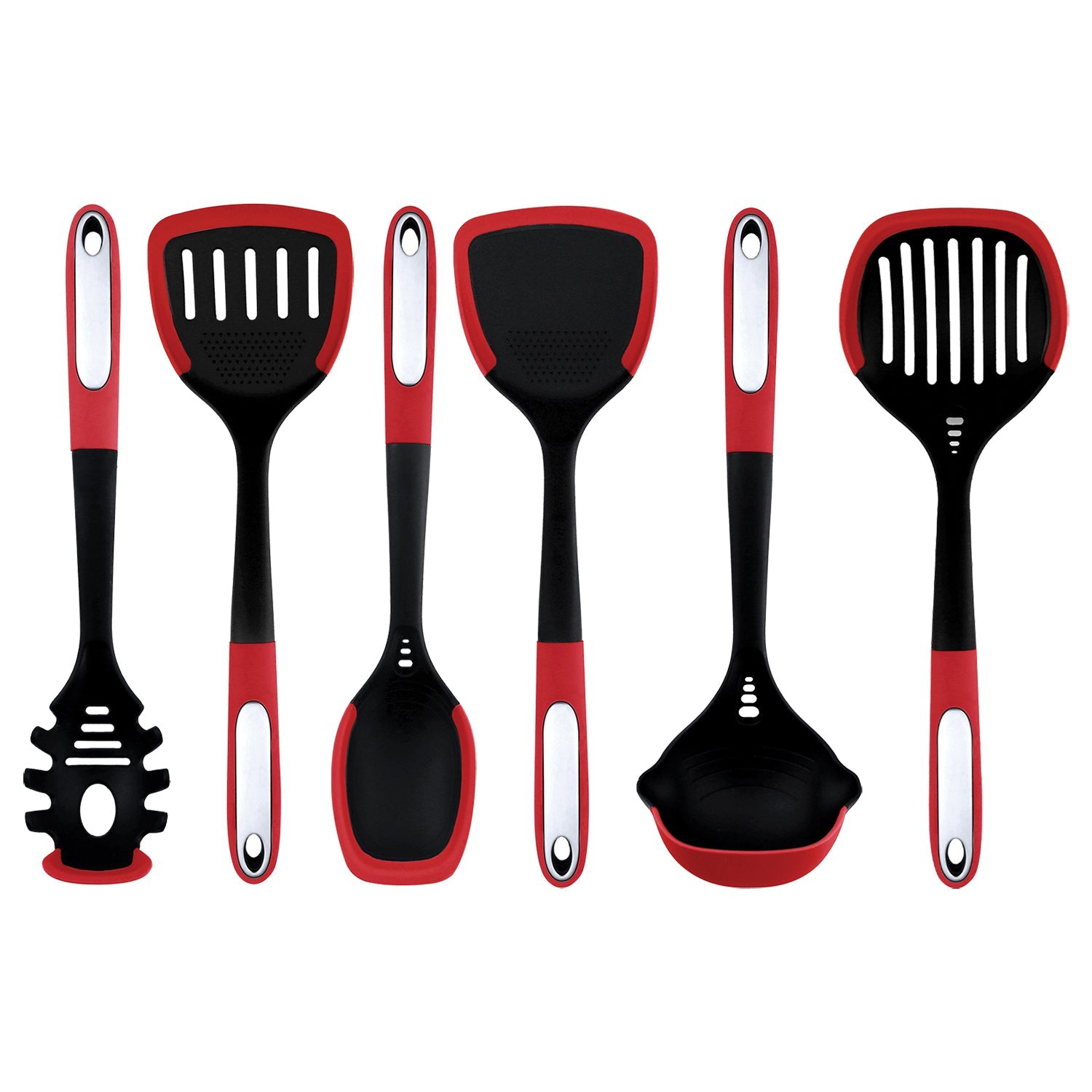 JS Gourmet – Ensemble d’ustensiles de cuisine 6 pièces, résistant à la chaleur, rouge