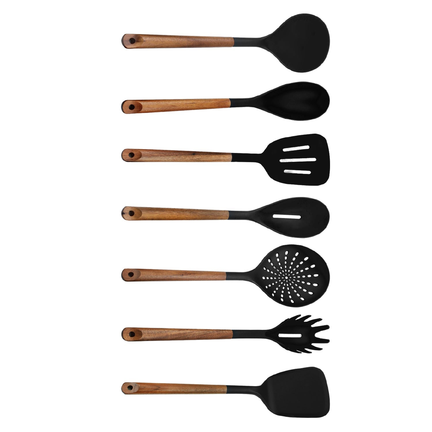 JS Gourmet - 7 Piece Kitchen Utensil Set, Heat Resistant, BPA Free, Acacia Wood