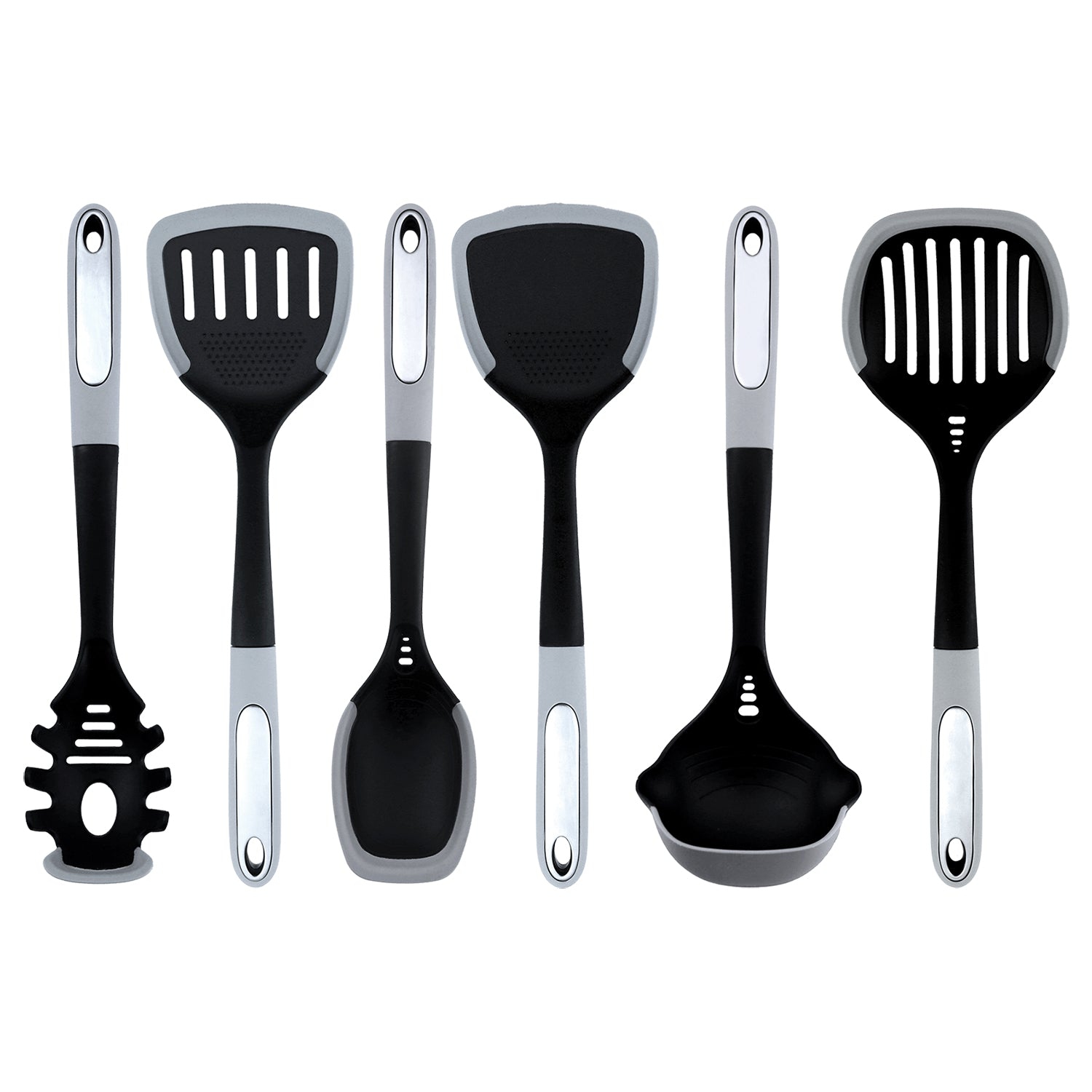 JS Gourmet - 6 Piece Kitchen Utensil Set, Heat Resistant, Grey