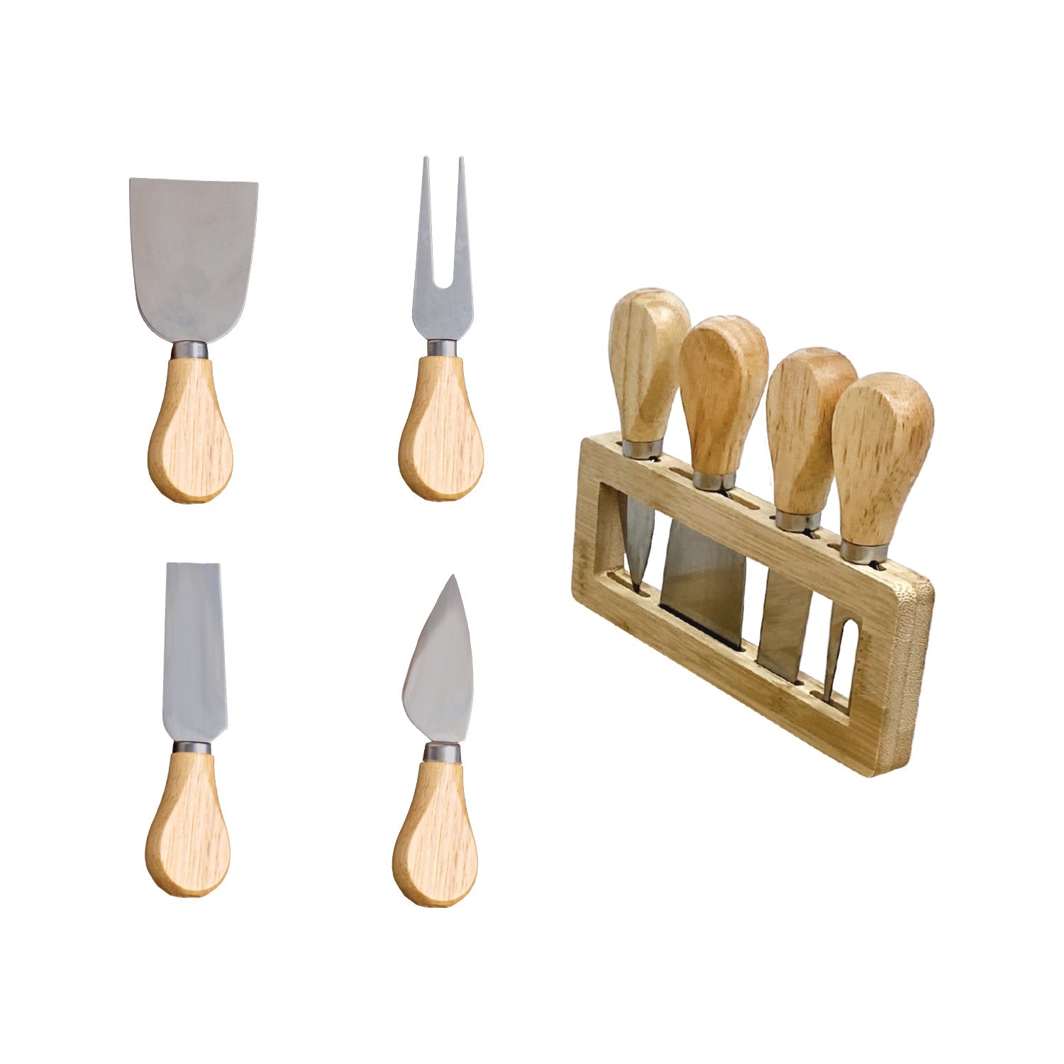 JS Gourmet - Bamboo Serving Tray with 4 Cheese Tools