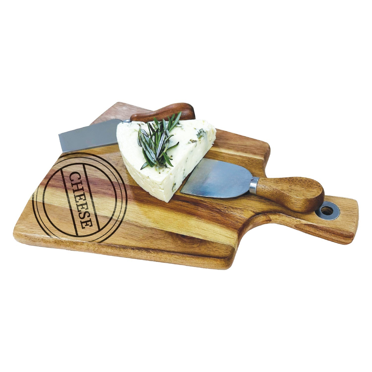 JS Gourmet – Ensemble de planches de service en bois d’acacia avec 2 outils à fromage