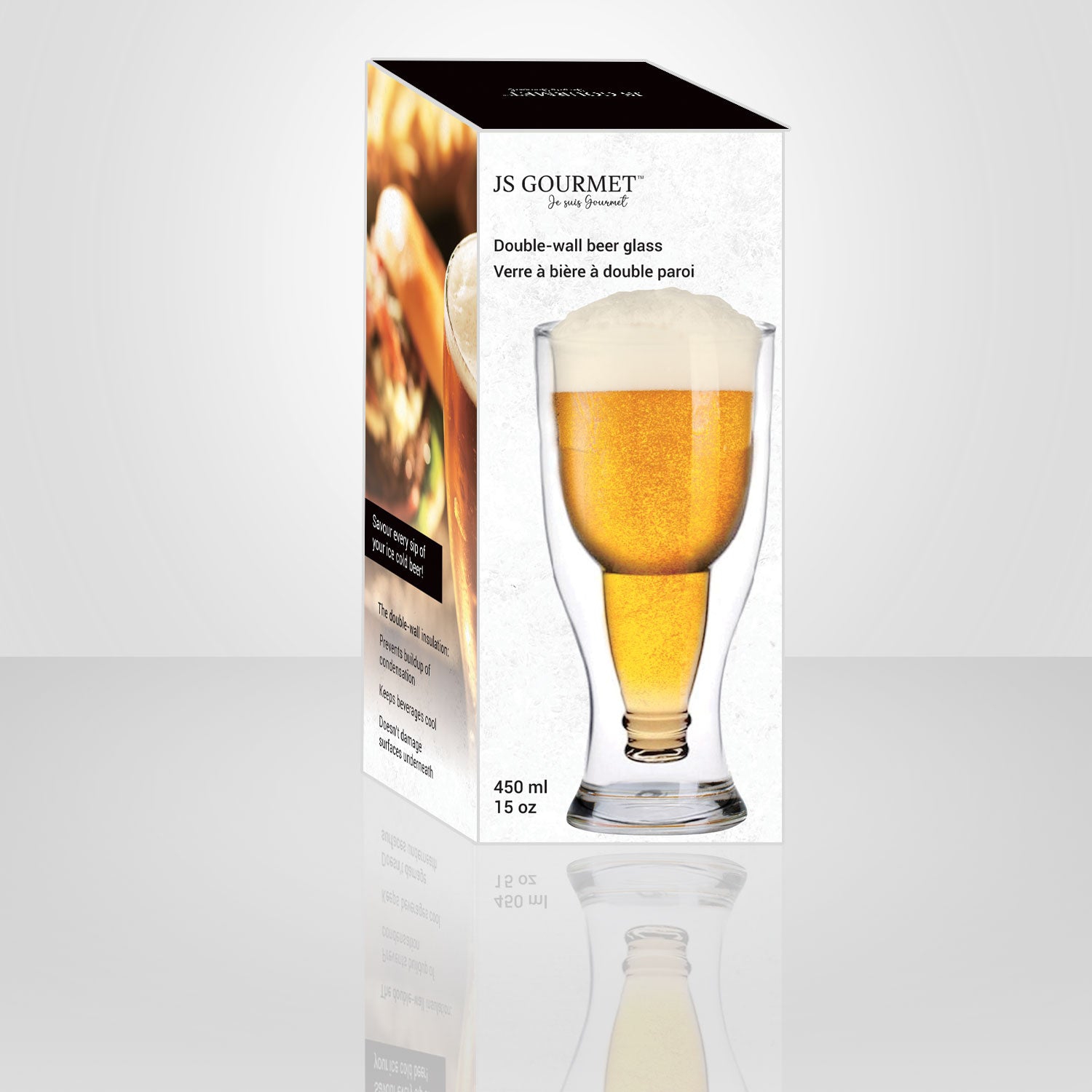 JS Gourmet - Double-Wall Beer Glass, 450ml Capacity