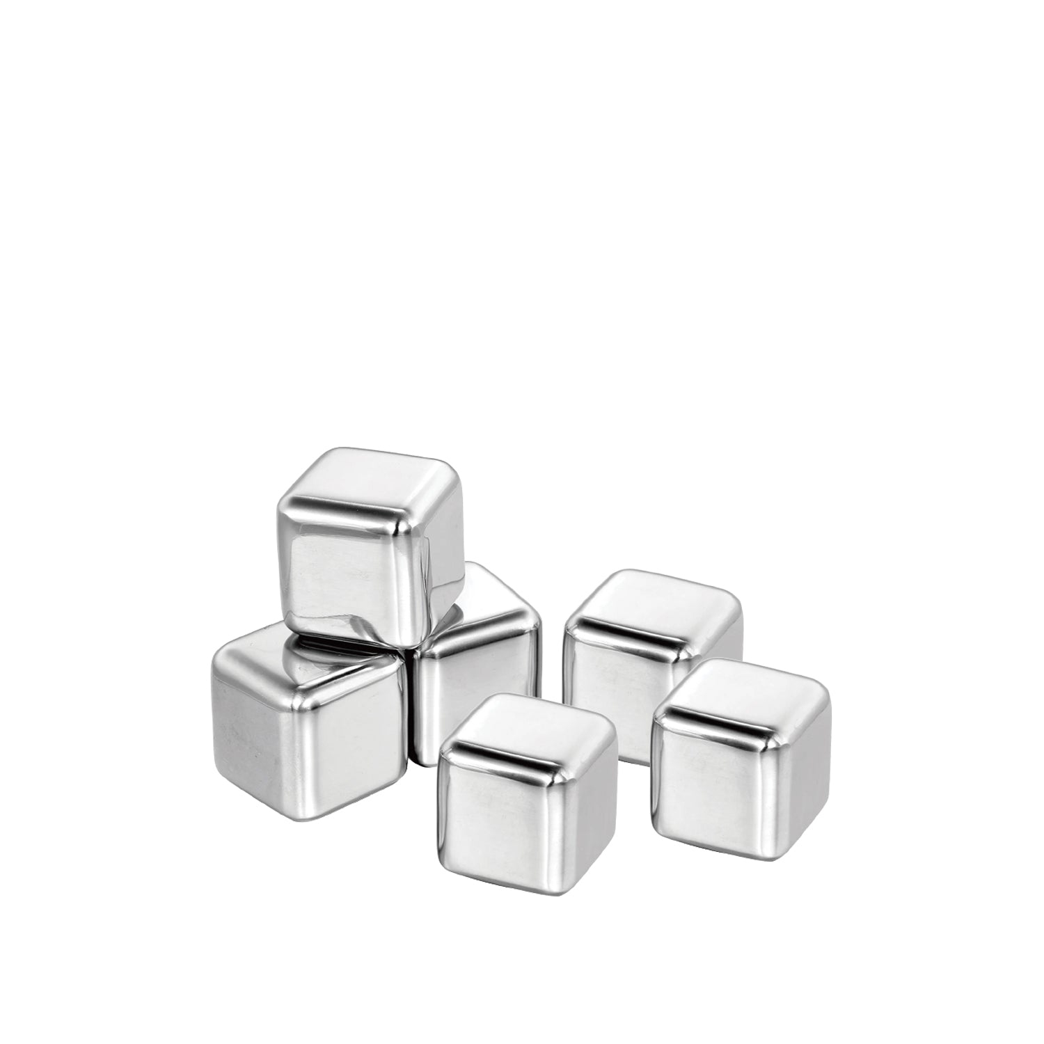 JS Gourmet - Set of 6 Stainless Steel Ice Cubes, Quick Freezing