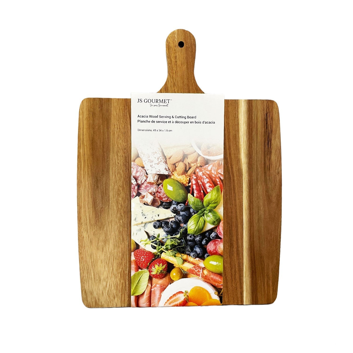 JS Gourmet - Acacia Wood Serving and Cutting Board with Handle