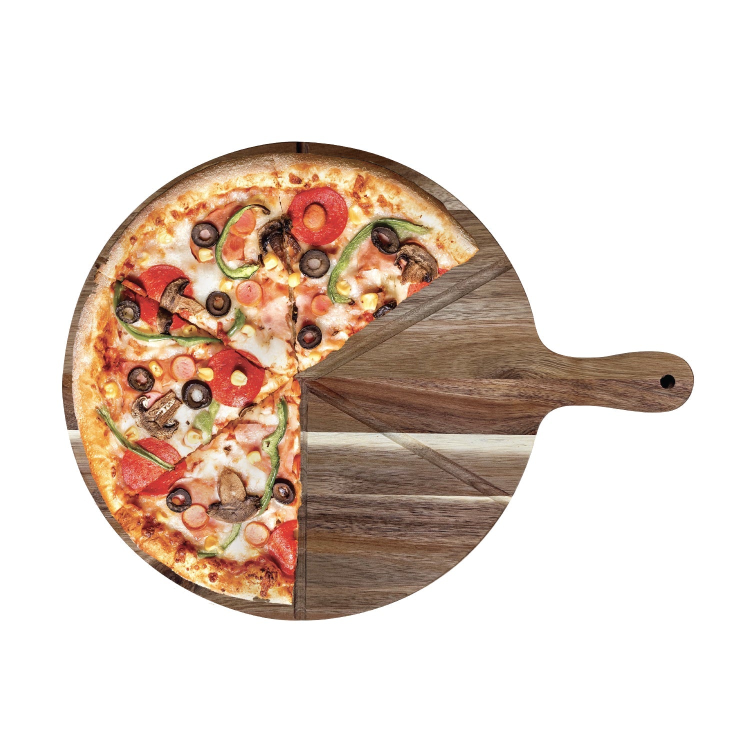 JS Gourmet - 2 in 1 Reversible Wooden Pizza Board, 15" Diameter