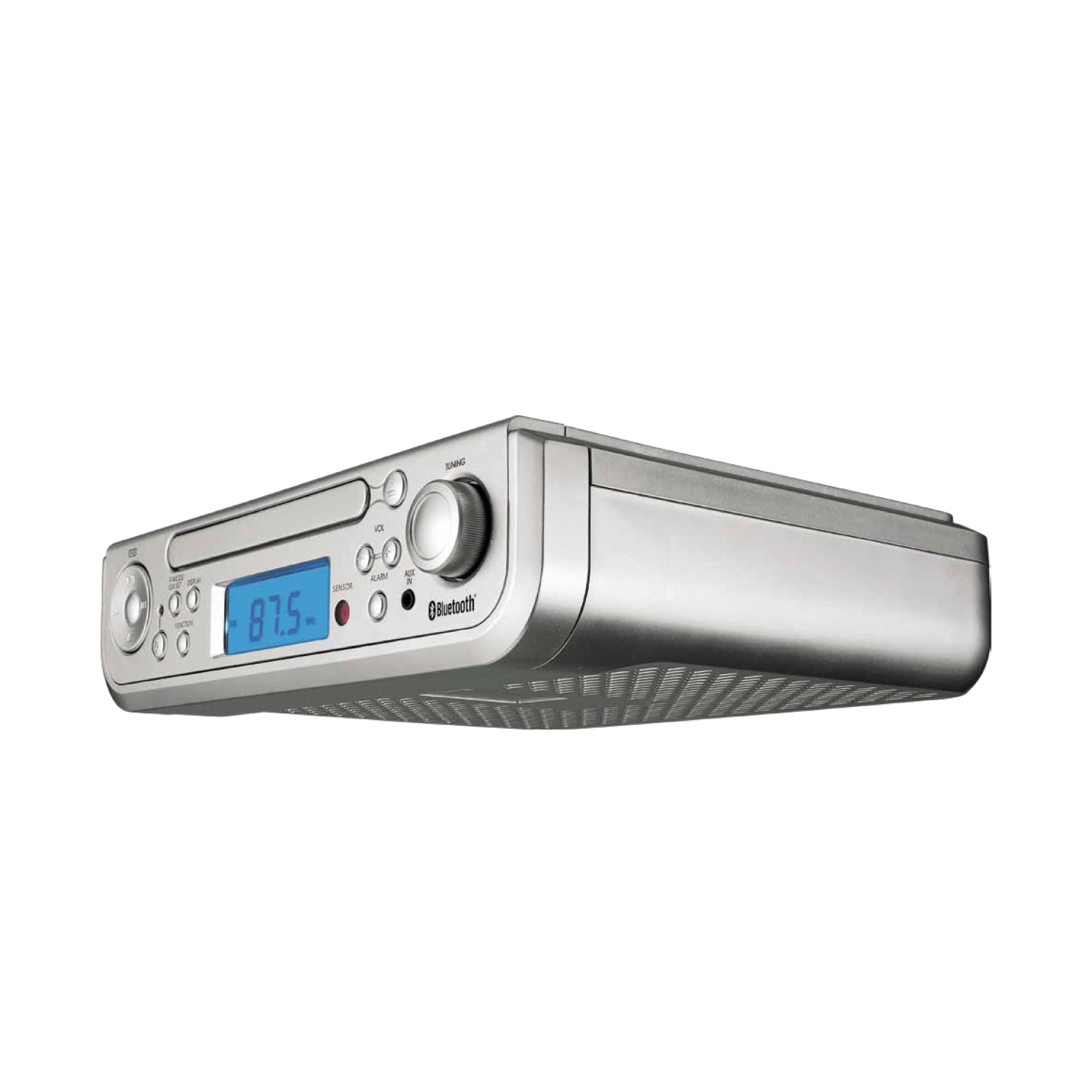 Radio-réveil FM Bluetooth avec lecteur de CD Proscan sous le comptoir - Argenté