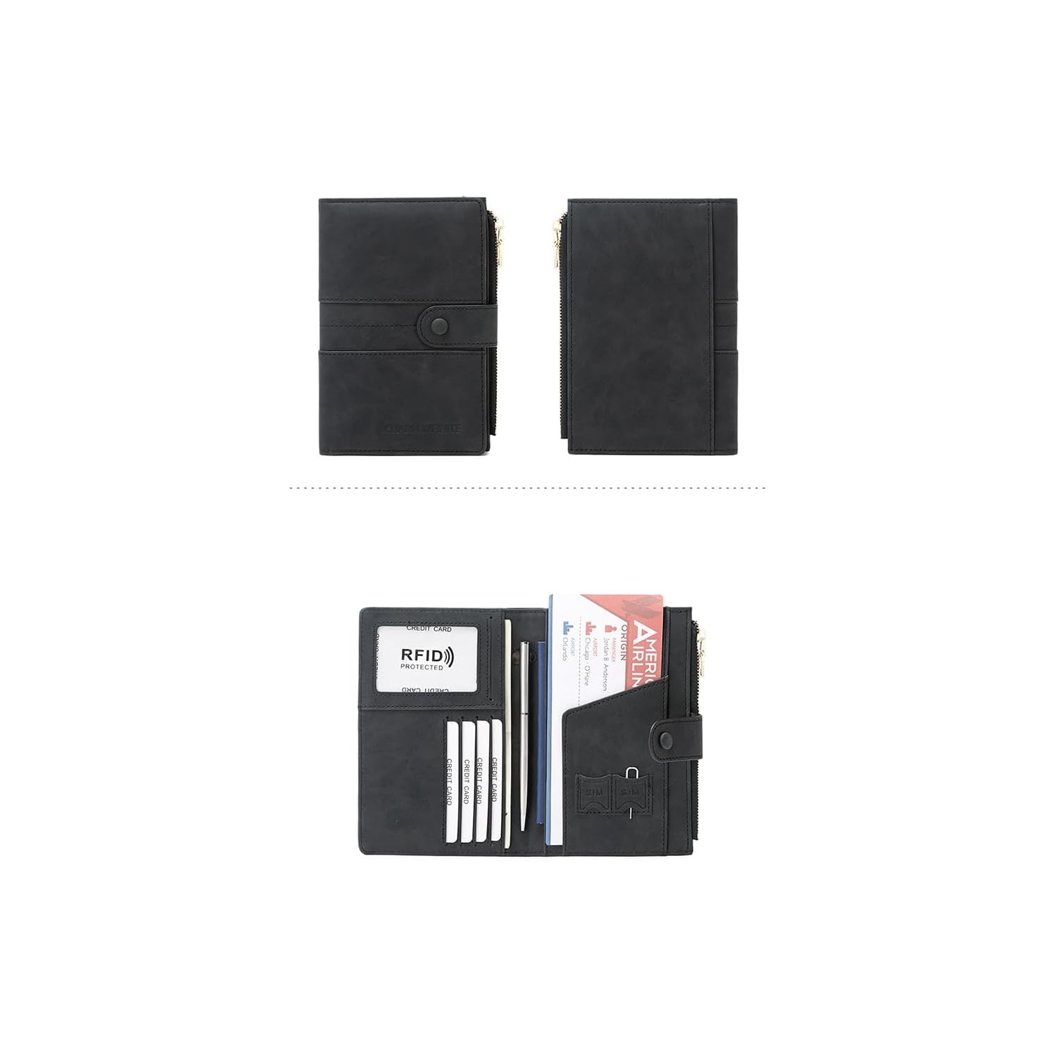 navor Passport/Travel Document Holder with RFID Protection, Portable & Foldable Organizer to Hold Passport, Tickets, Cards, Boarding Pass, ID, Money,