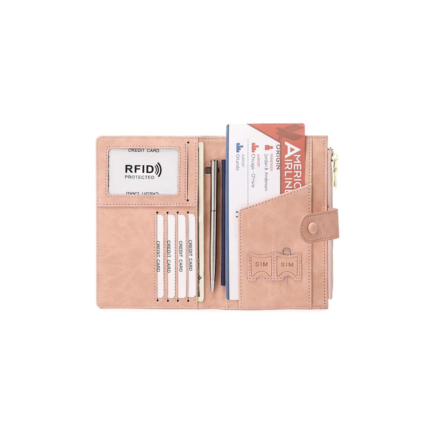 navor Passport/Travel Document Holder with RFID Protection, Portable & Foldable Organizer to Hold Passport, Tickets, Cards, Boarding Pass, ID, Money,