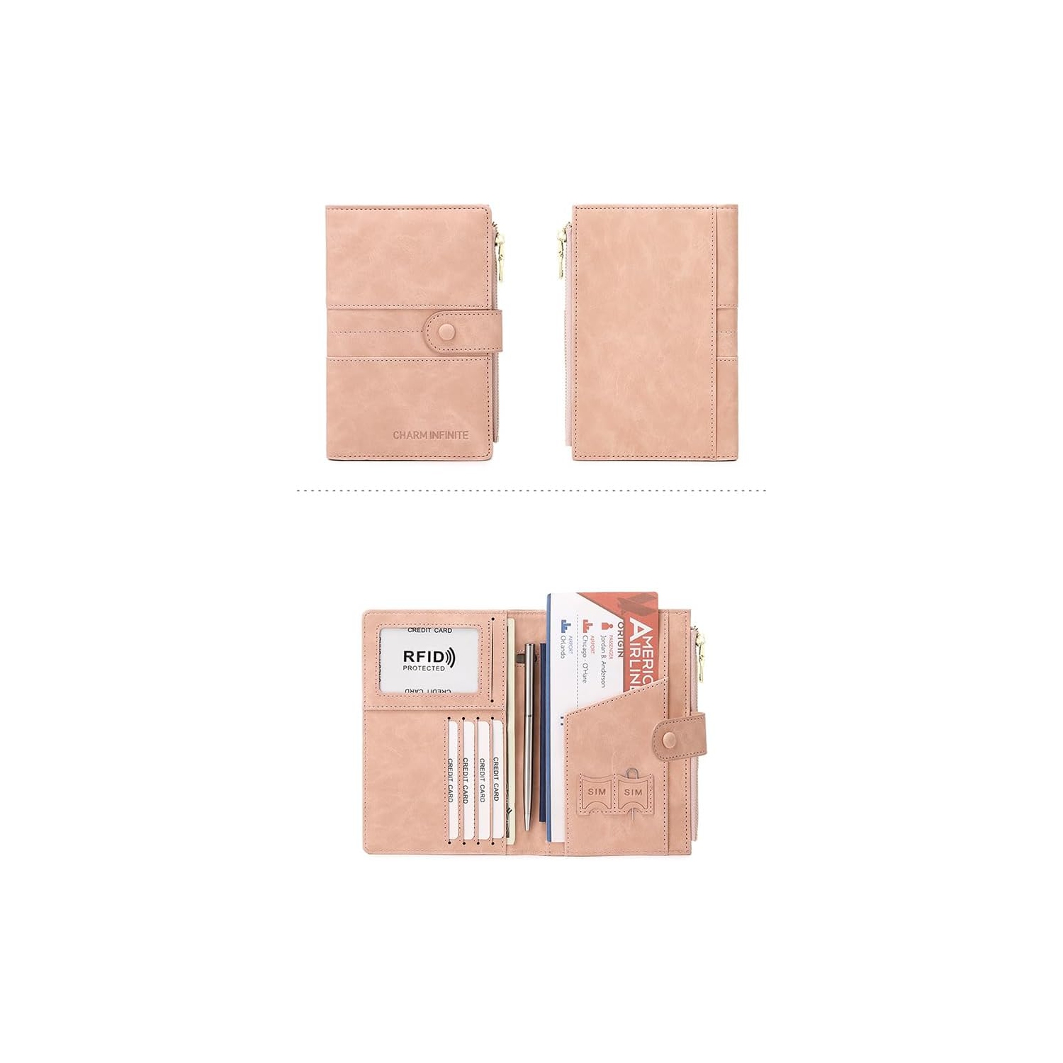 navor Passport/Travel Document Holder with RFID Protection, Portable & Foldable Organizer to Hold Passport, Tickets, Cards, Boarding Pass, ID, Money,