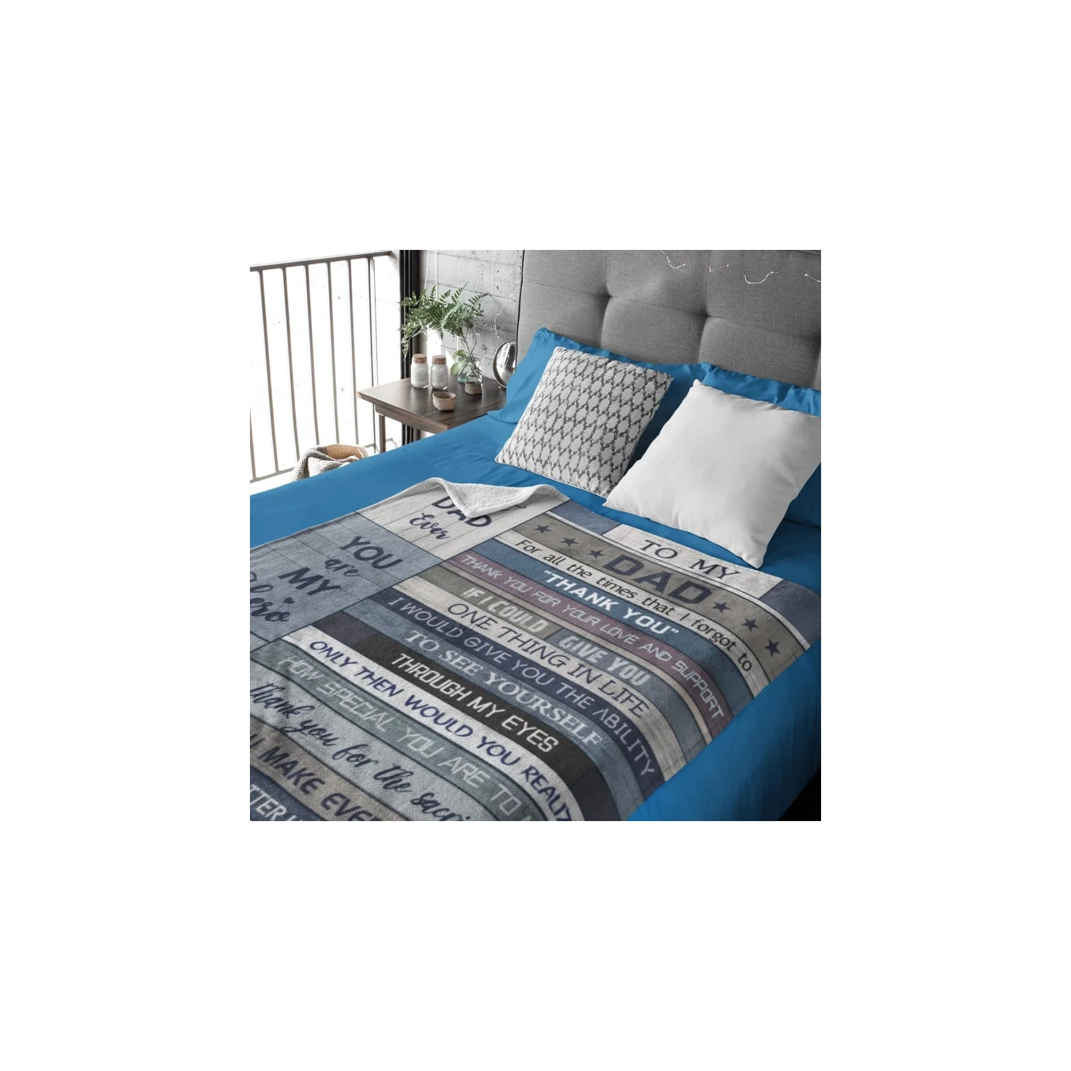 Best Dad Ever Flannel Throw Blanket | Perfect Valentine's or Birthday Gift from Daughter or Son | 60'' x 50"