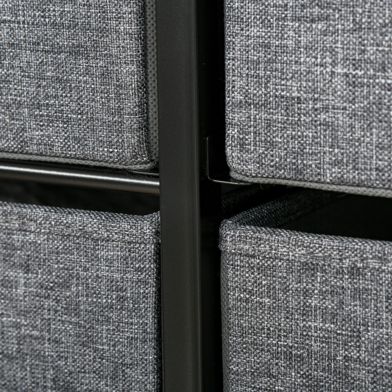 HOMCOM 7-Drawer Dresser, Fabric Chest of Drawers, 3-Tier Storage Tower with Steel Frame and Wooden Top for Bedroom, Nursery Room, Black