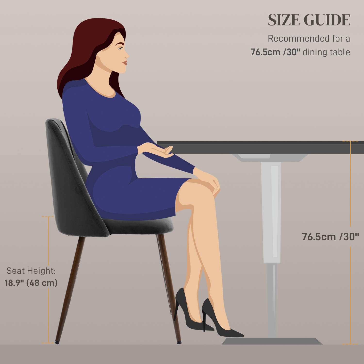 HOMCOM Dining Chairs Set of 4, Modern Kitchen Chairs with Velvet-touch Upholstery, Curved Back and Wood-grain Steel Legs, Accent Chairs for Living