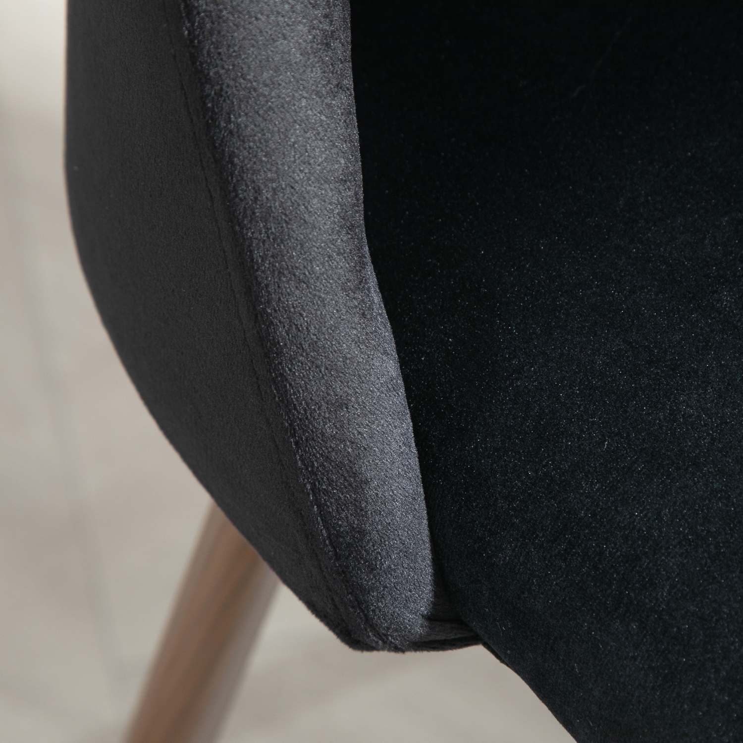 HOMCOM Dining Chairs Set of 4, Modern Kitchen Chairs with Velvet-touch Upholstery, Curved Back and Wood-grain Steel Legs, Accent Chairs for Living