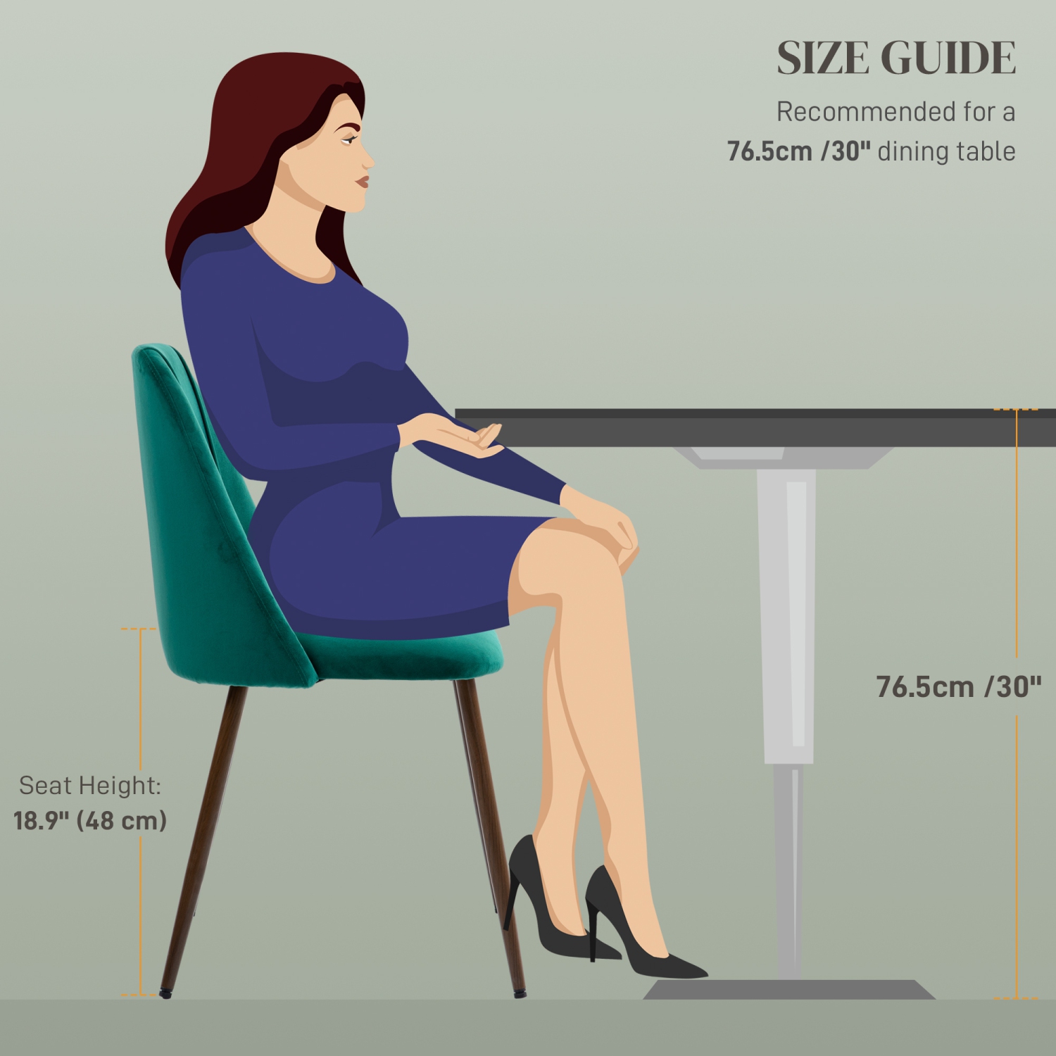 HOMCOM Dining Chairs Set of 4, Modern Kitchen Chairs with Velvet-touch Upholstery, Curved Back and Wood-grain Steel Legs, Accent Chairs for Living