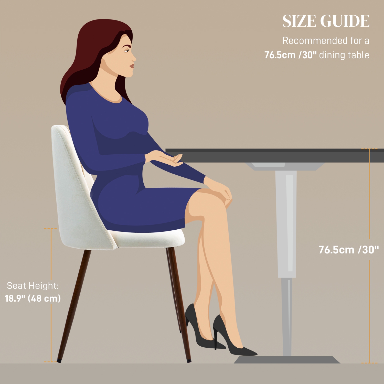 HOMCOM Dining Chairs Set of 4, Modern Kitchen Chairs with Velvet-touch Upholstery, Curved Back and Wood-grain Steel Legs, Accent Chairs for Living