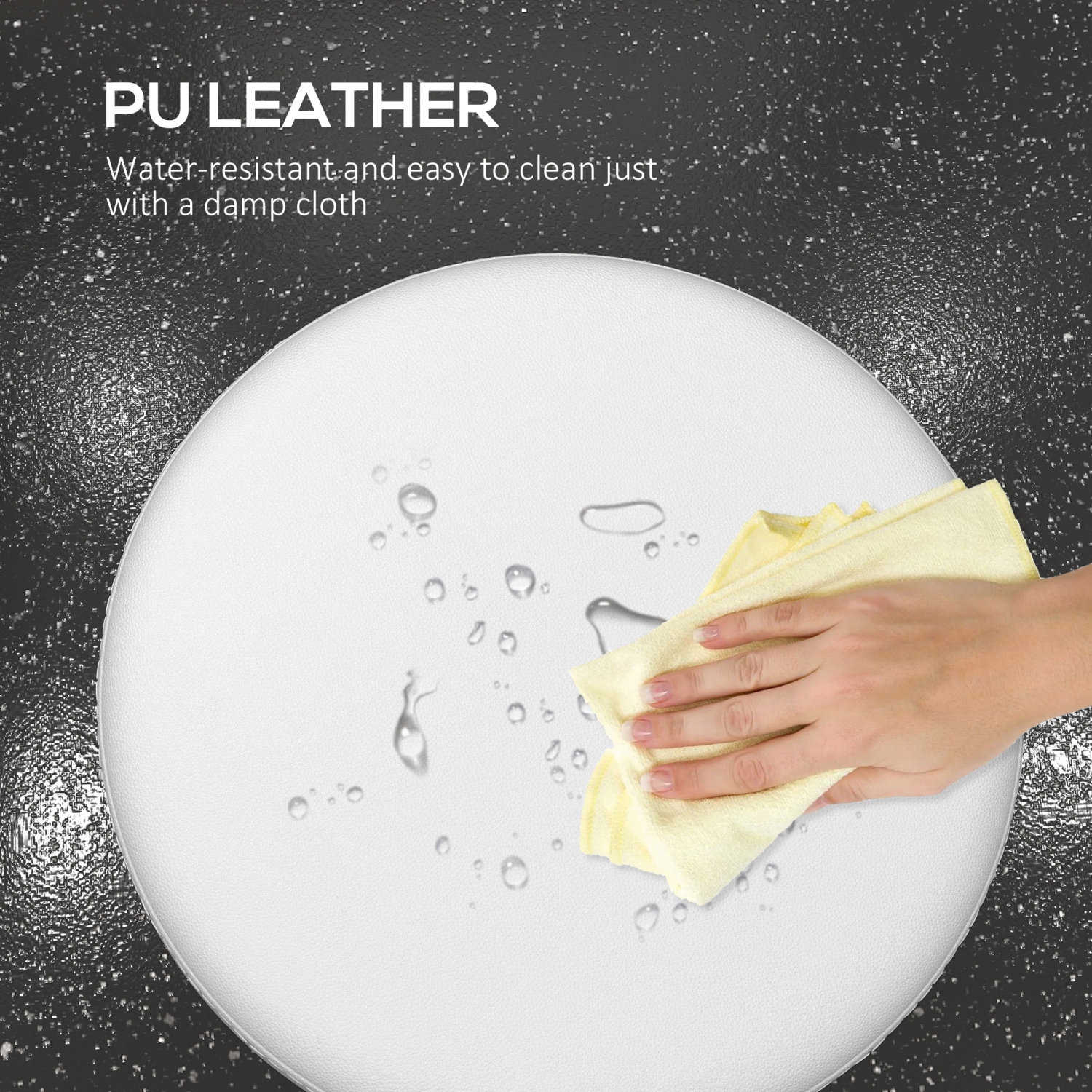 Vinsetto Adjustable Swivel Salon Stool Hydraulic PU Barber Rolling Massage Tattoo Chair Bar Beauty SPA Seat White