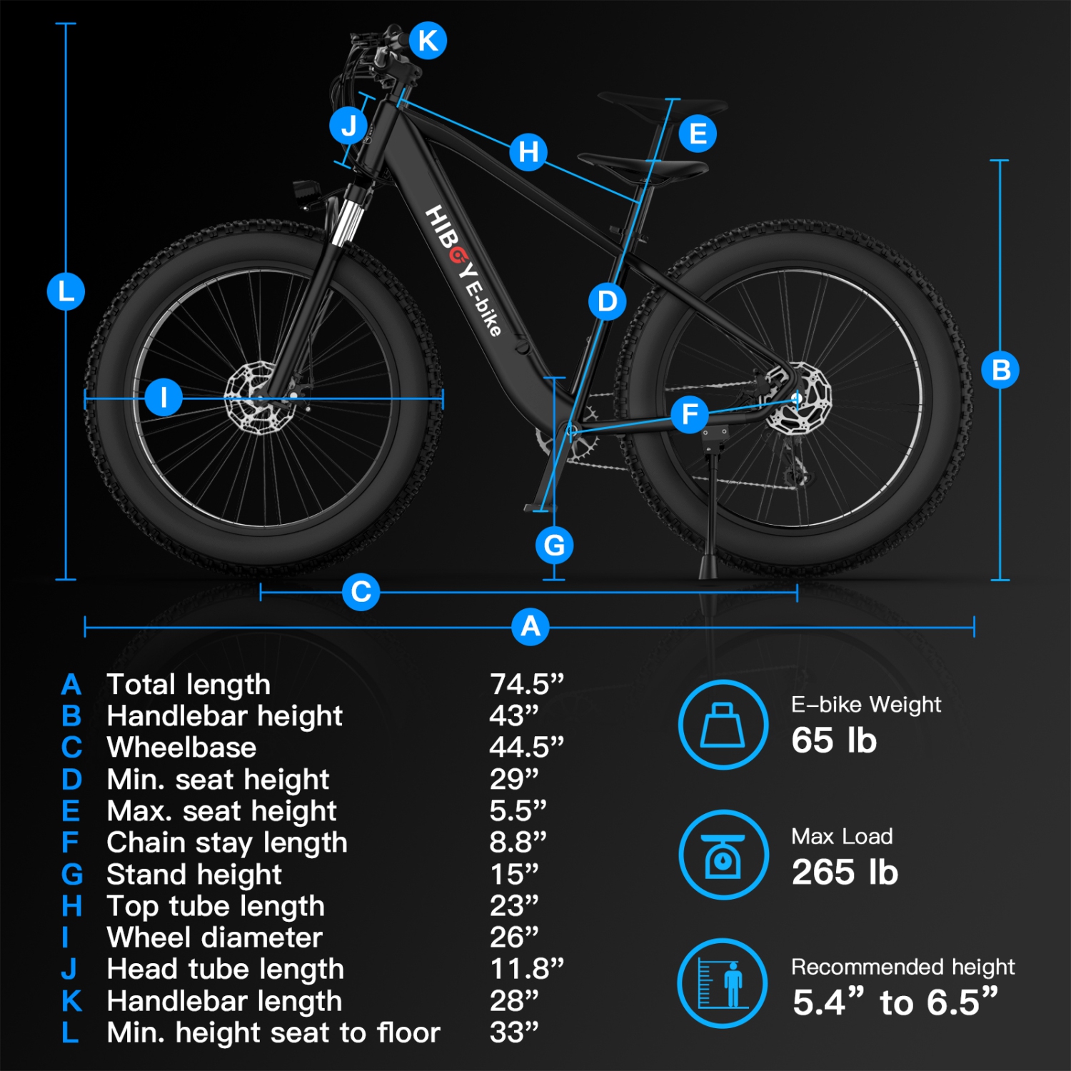 Hiboy P6 Electric Bike for Adults, 32KM/H 100KM Range 750W Motor 48V 13Ah Removable Battery Ebike, 26” x 4.0" Fat Tire Mountain Bicycle, Shimano 7