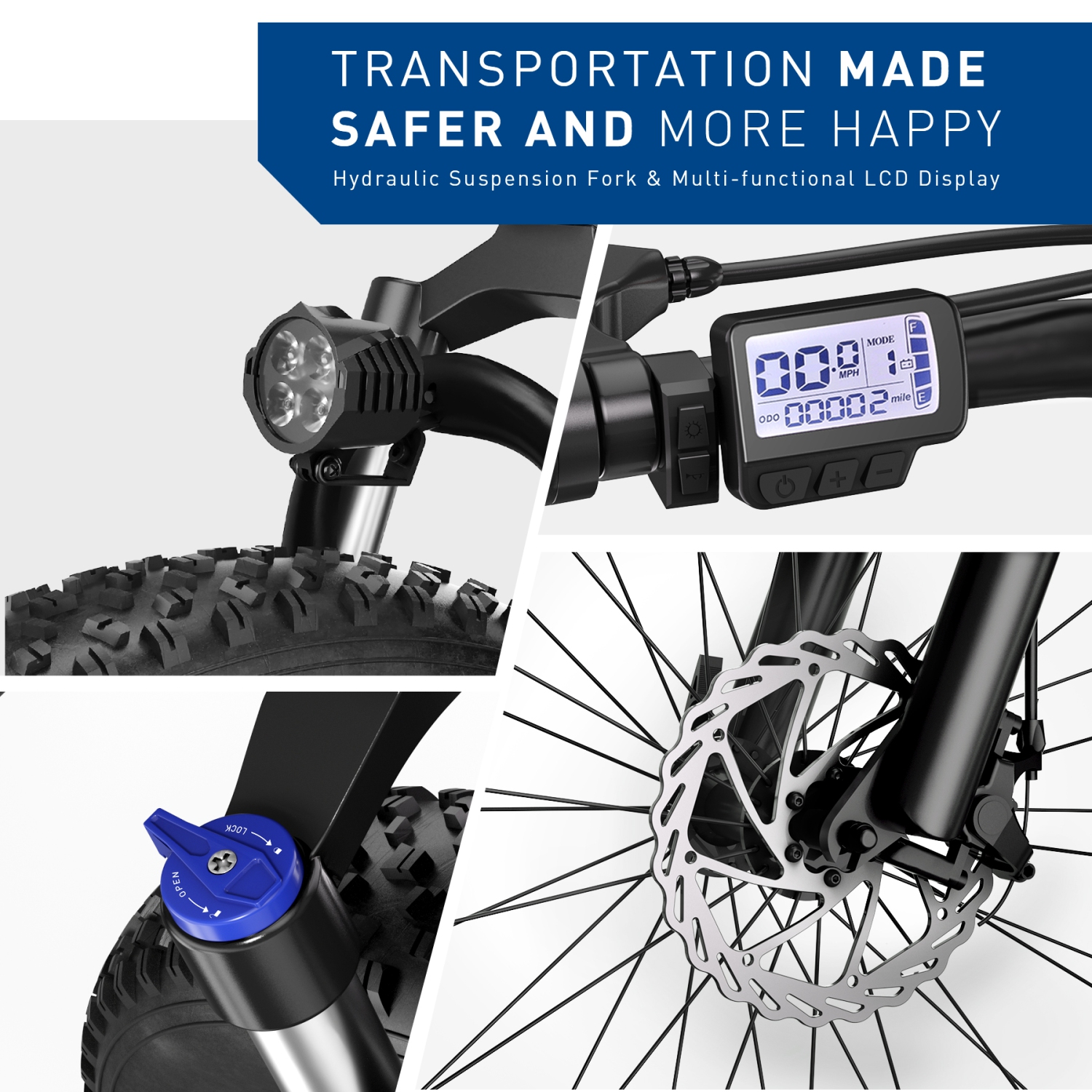 Hiboy P6 Electric Bike for Adults, 32KM/H 100KM Range 750W Motor 48V 13Ah Removable Battery Ebike, 26” x 4.0" Fat Tire Mountain Bicycle, Shimano 7