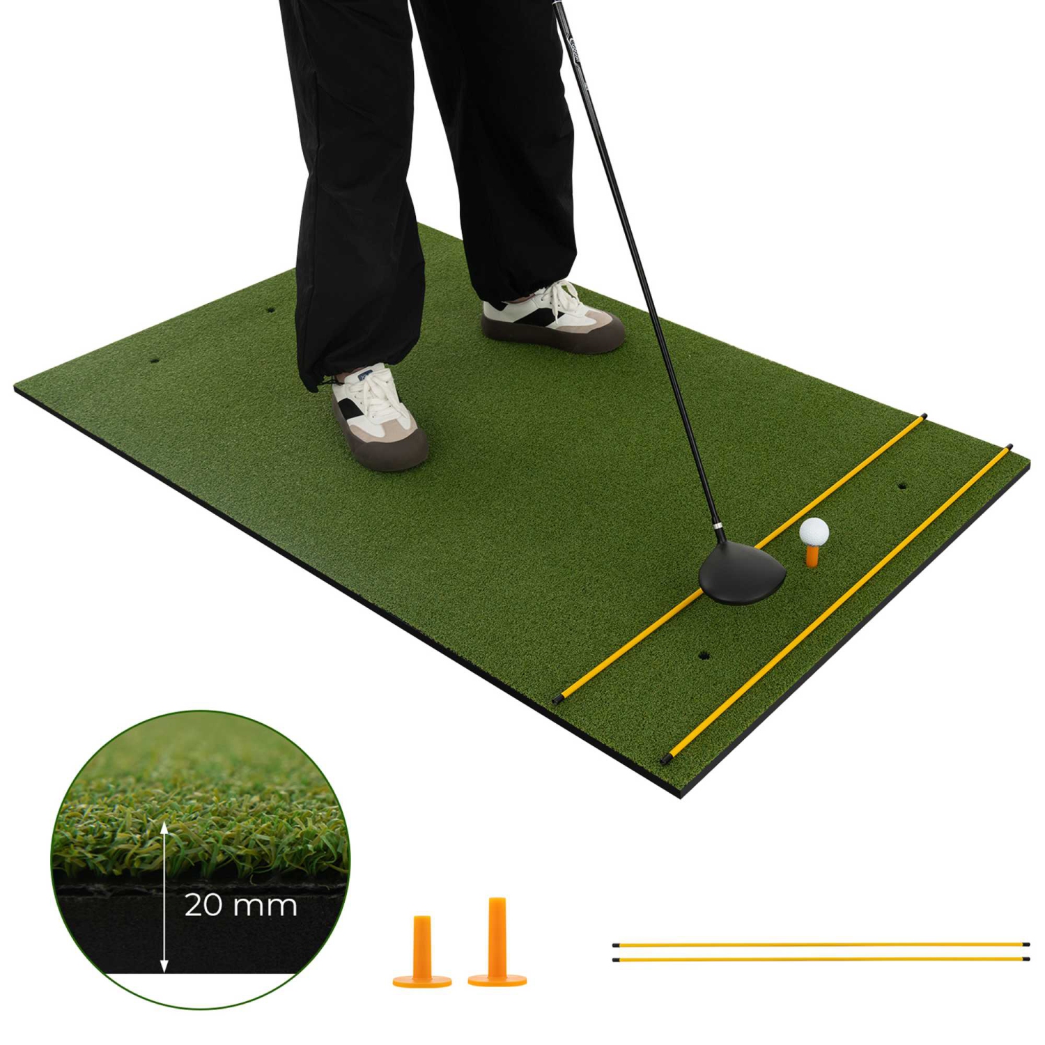Costway 5 x 3 FT Golf Hitting Mat Artificial Indoor Outdoor Turf Golf Training Mat 20 mm