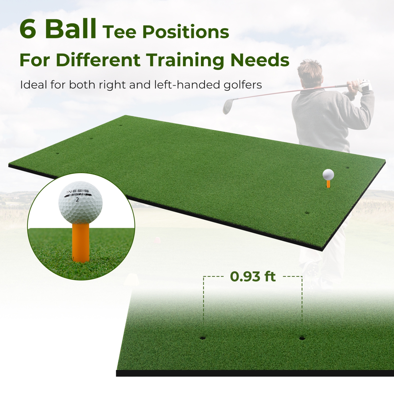 Costway 5 x 4 FT Golf Hitting Mat Artificial Indoor Outdoor Turf Golf Training Mat 20 mm