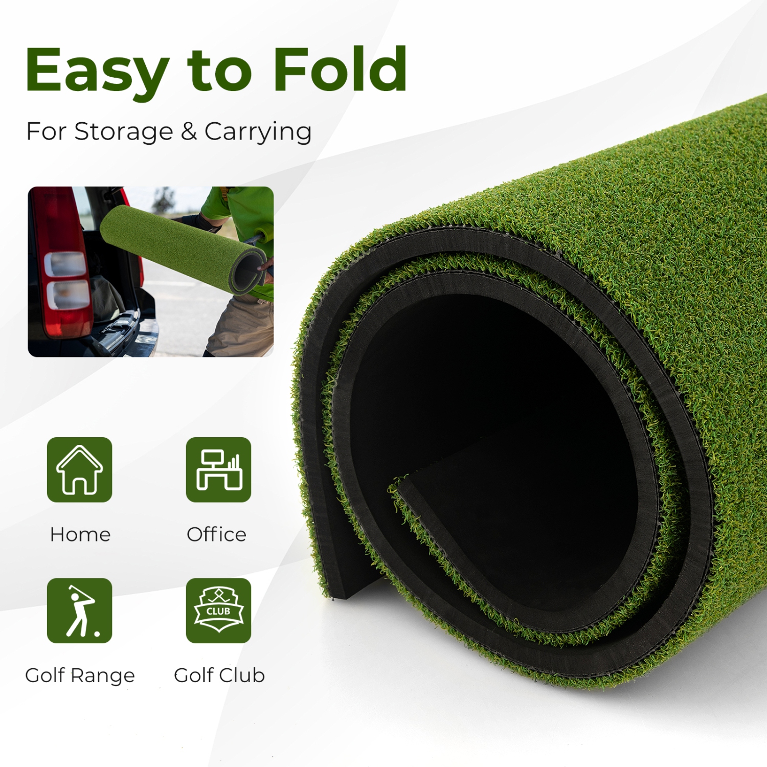Costway 5 x 4 FT Golf Hitting Mat Artificial Indoor Outdoor Turf Golf Training Mat 20 mm