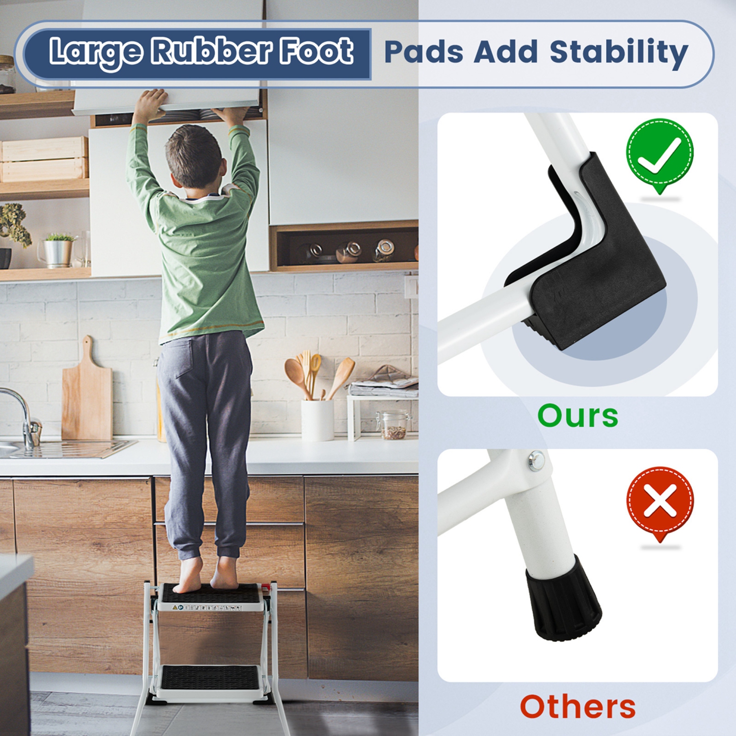 Costway 2 Step Ladder Folding Step Stool 330lbs Capacity with Anti-Slip Pedal & Handle