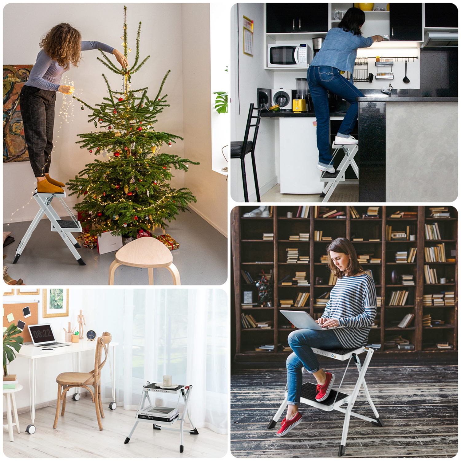 Costway 2 Step Ladder Folding Step Stool 330lbs Capacity with Anti-Slip Pedal & Handle