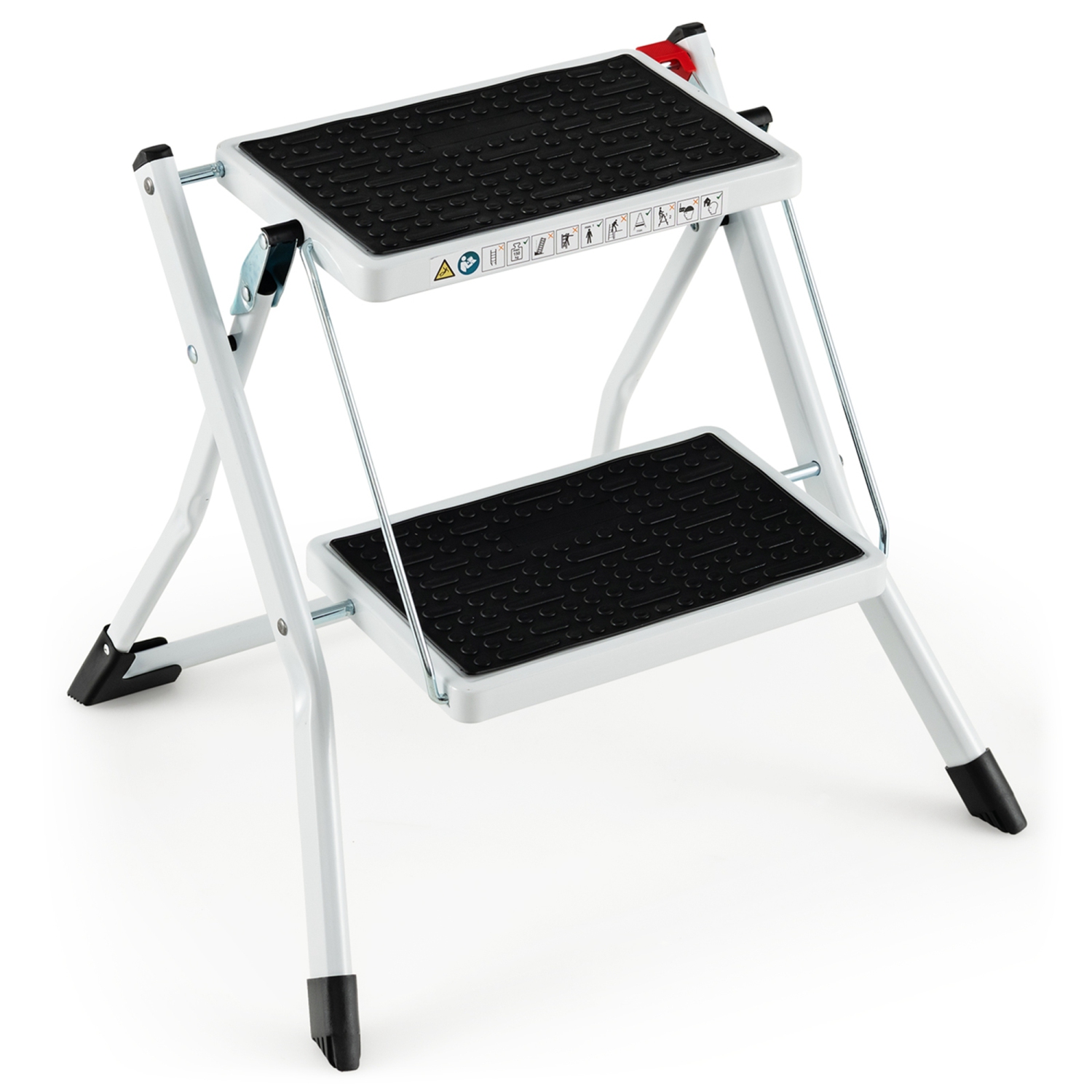 Costway 2 Step Ladder Folding Step Stool 330lbs Capacity with Anti-Slip Pedal & Handle