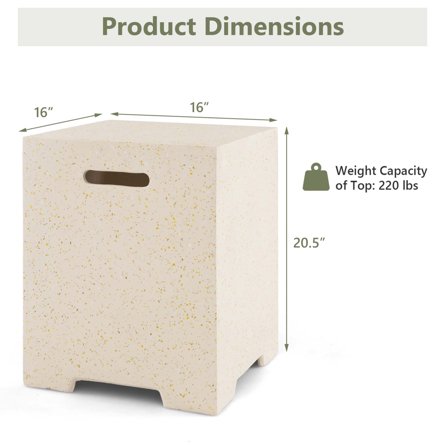 Costway 16" Terrazzo Hideaway Tank Table 20 lbs Propane Gas Holder with Protective Cover