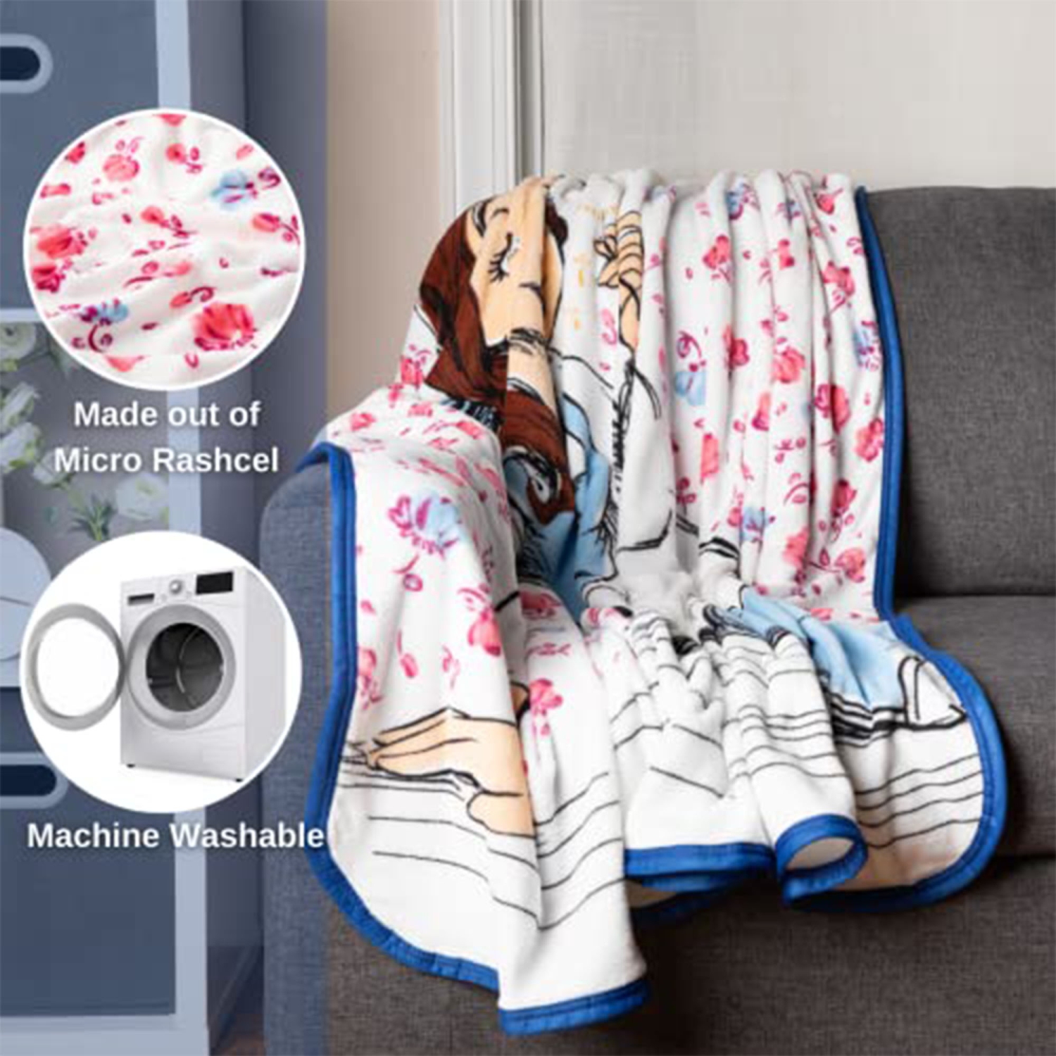 Disney Princess Bella" Supersoft Lightweight Micro Raschel Teen Throw Blanket