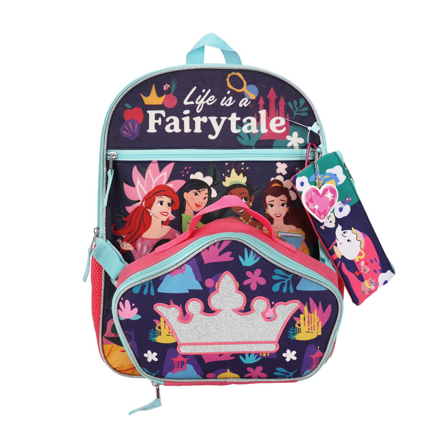 Ensemble 5 pièces sac à dos et sac-repas Disney Princess Life IS a Fairytale Kids, 16 po