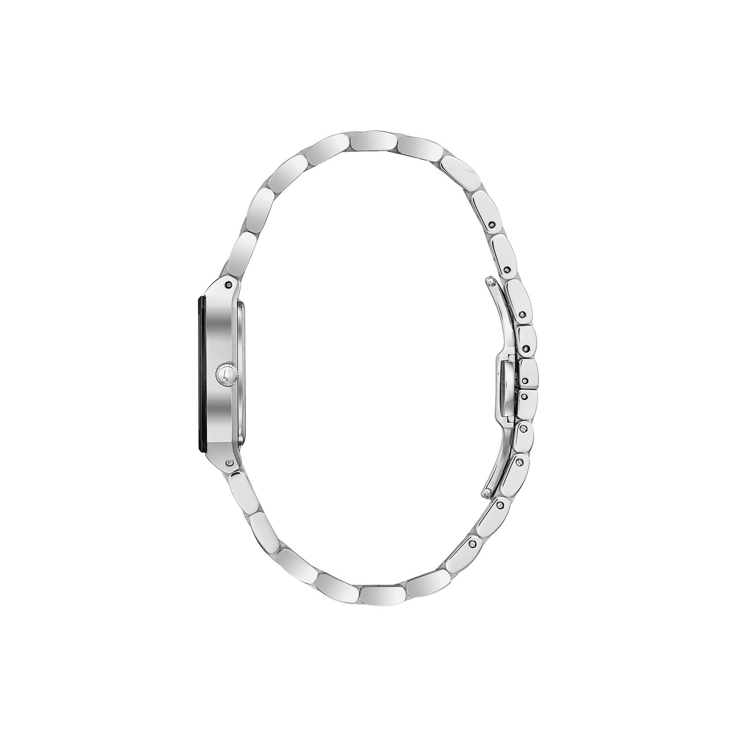 Bulova Ladies Quadra Quartz Watch 20.5mm Silver-Tone Stainless Steel Case and Bracelet with Black Dial