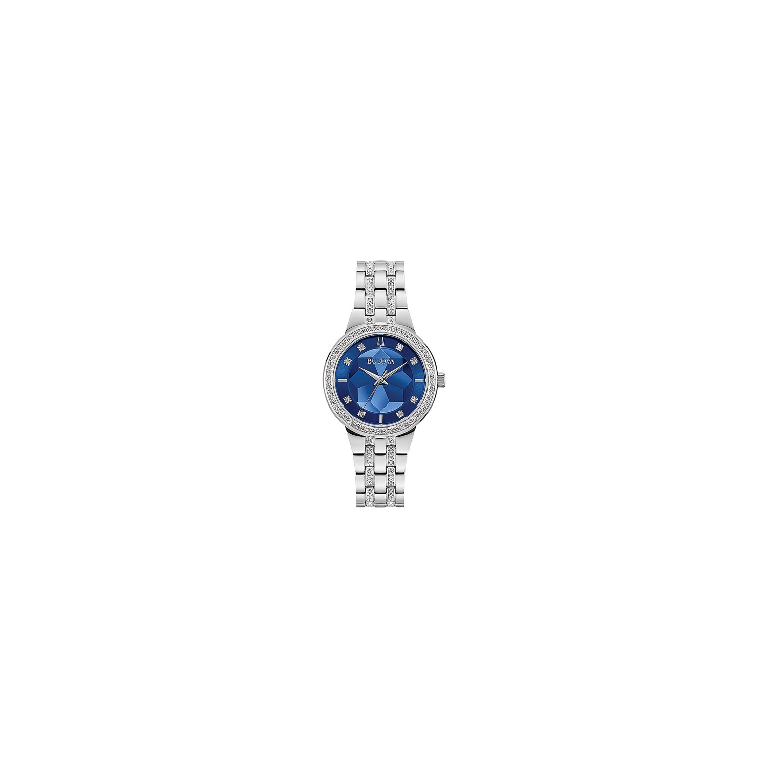 Montre à quartz pour femmes Phantom 32,5&nbsp;mm de Bulova avec boîtier et bracelet en acier inoxydable argenté et cadran bleu