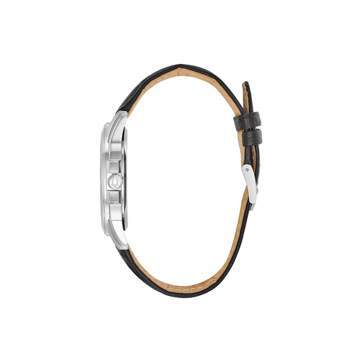 Bulova Mens Classic Precisionist Watch 42mm Silver-Tone Stainless Steel Case Black Leather Strap with Gray Dial