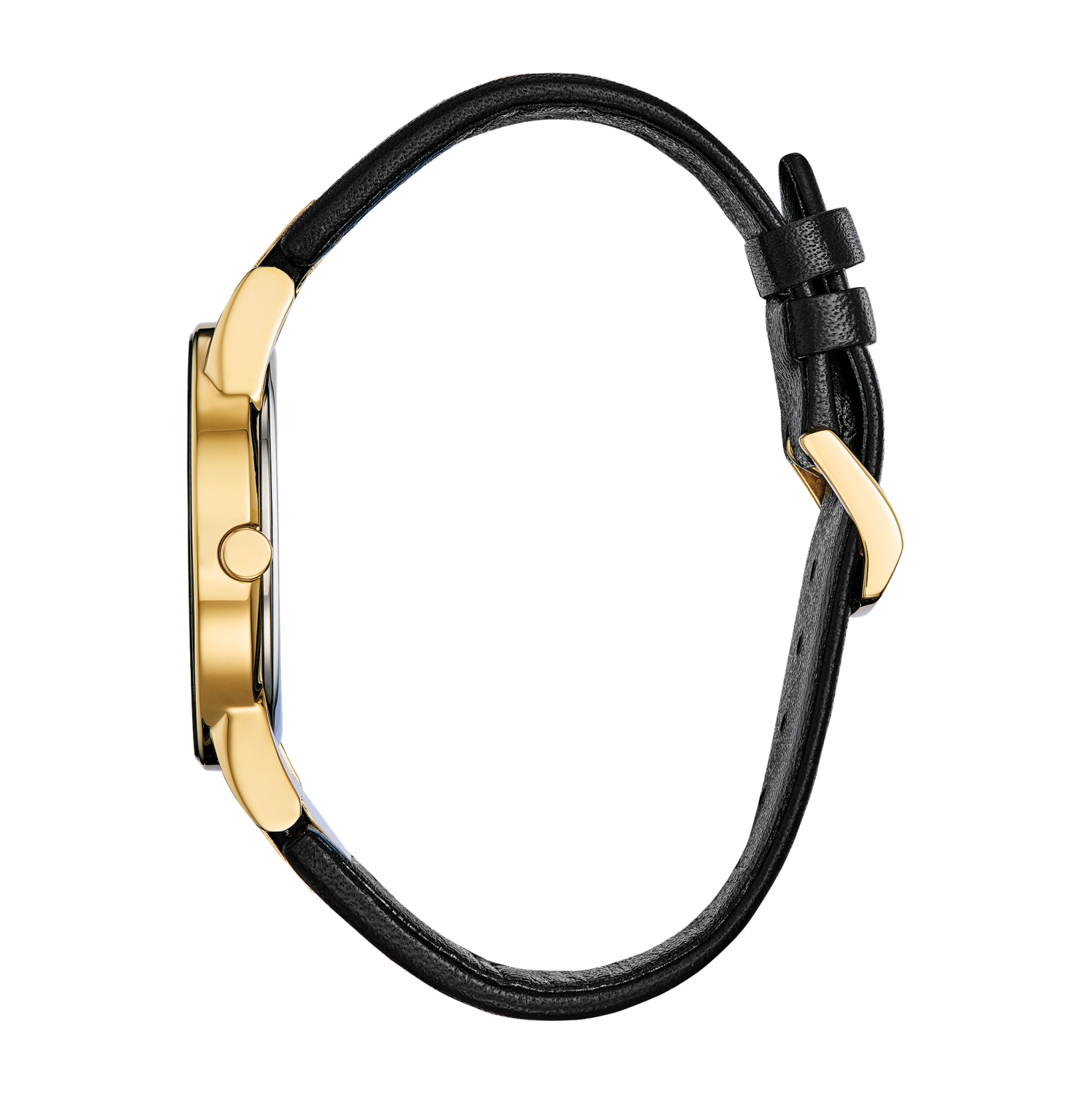 Montre pour hommes Axiom Eco-Drive 40&nbsp;mm de Citizen avec boîtier en acier inoxydable doré et bracelet en cuir noir avec cadran noir