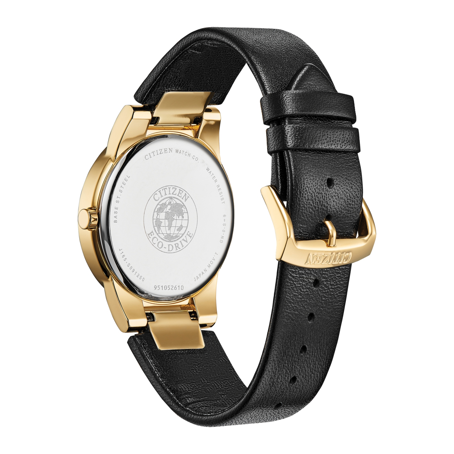 Montre pour hommes Axiom Eco-Drive 40&nbsp;mm de Citizen avec boîtier en acier inoxydable doré et bracelet en cuir noir avec cadran noir