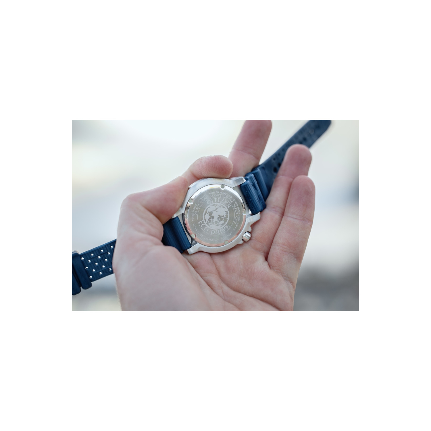 Citizen Mens Promaster Dive Eco-Drive Watch 44mm Silver-Tone Stainless Steel Case Blue Polyurethane Strap with Blue Dial