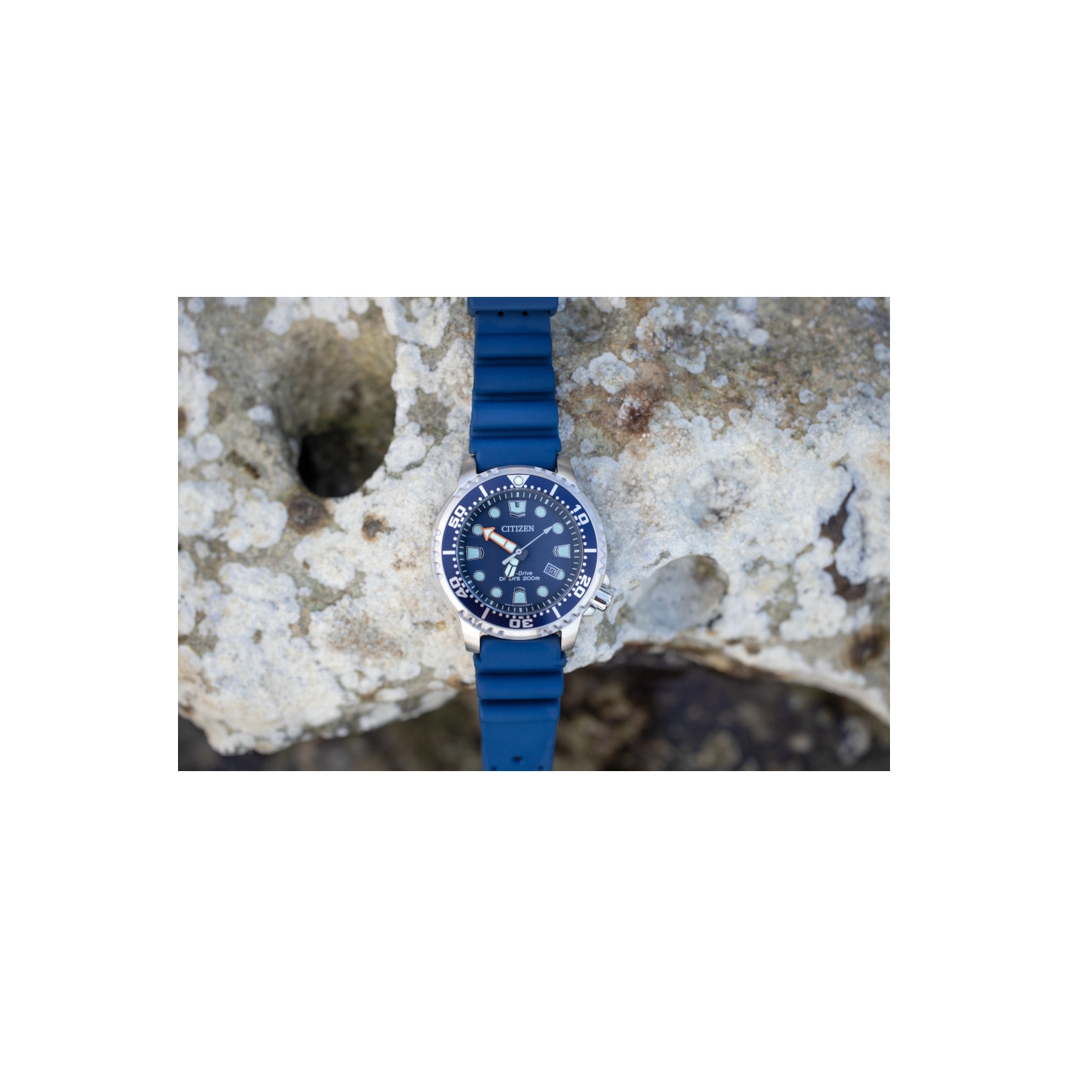 Citizen Mens Promaster Dive Eco-Drive Watch 44mm Silver-Tone Stainless Steel Case Blue Polyurethane Strap with Blue Dial