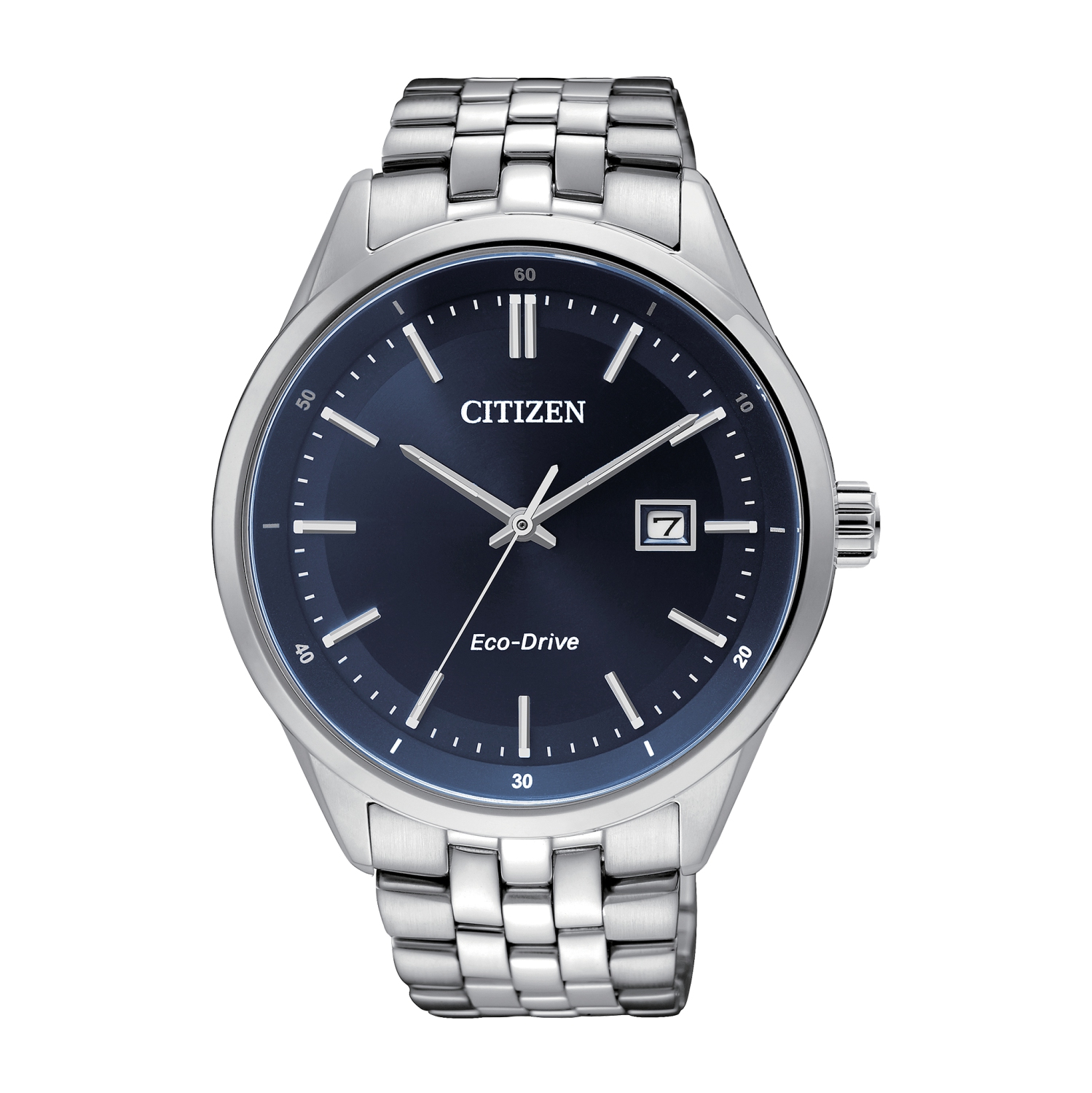 Citizen Mens Addysen Eco-Drive Watch 41mm Silver-Tone Stainless Steel Case and Bracelet with Blue Dial