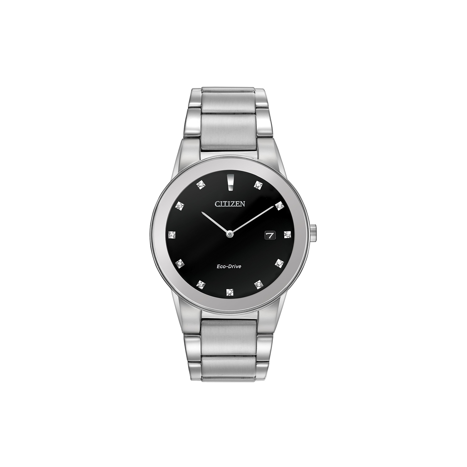 Montre pour hommes Axiom Eco-Drive de Citizen 40&nbsp;mm avec boîtier et bracelet en acier inoxydable argenté et cadran noir