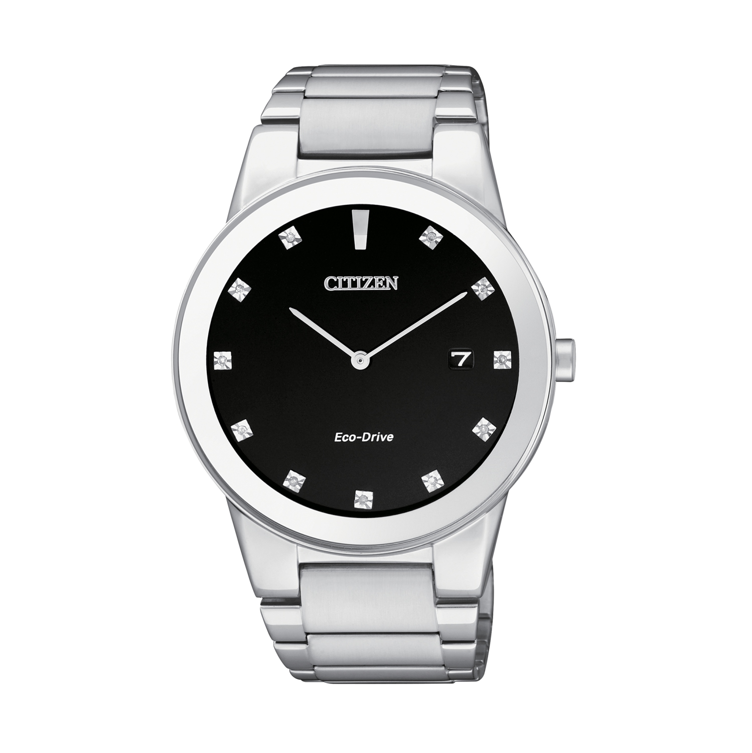 Montre pour hommes Axiom Eco-Drive de Citizen 40&nbsp;mm avec boîtier et bracelet en acier inoxydable argenté et cadran noir
