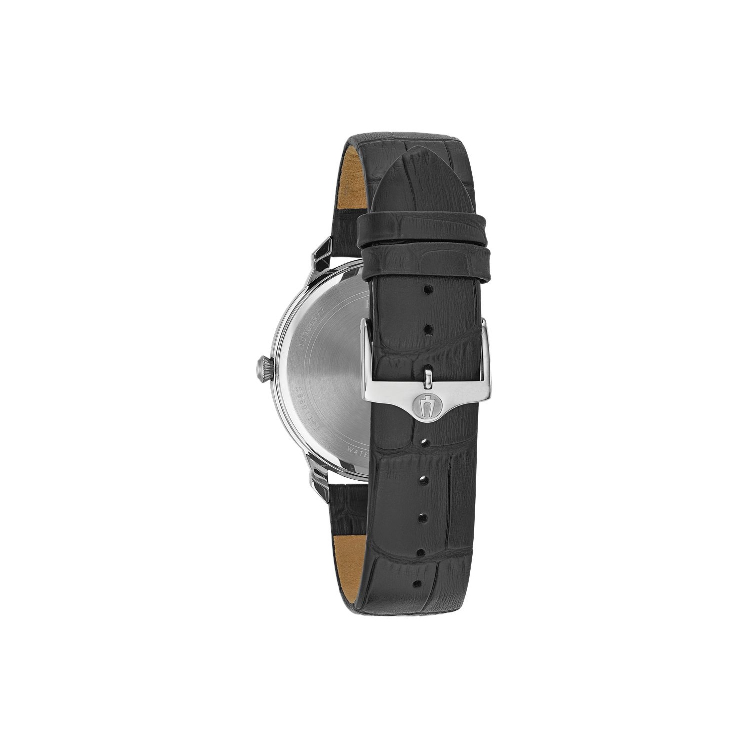 Montre à quartz classique pour hommes de Bulova 41 mm avec boîtier en inox argenté et bracelet en cuir noir et cadran blanc argenté