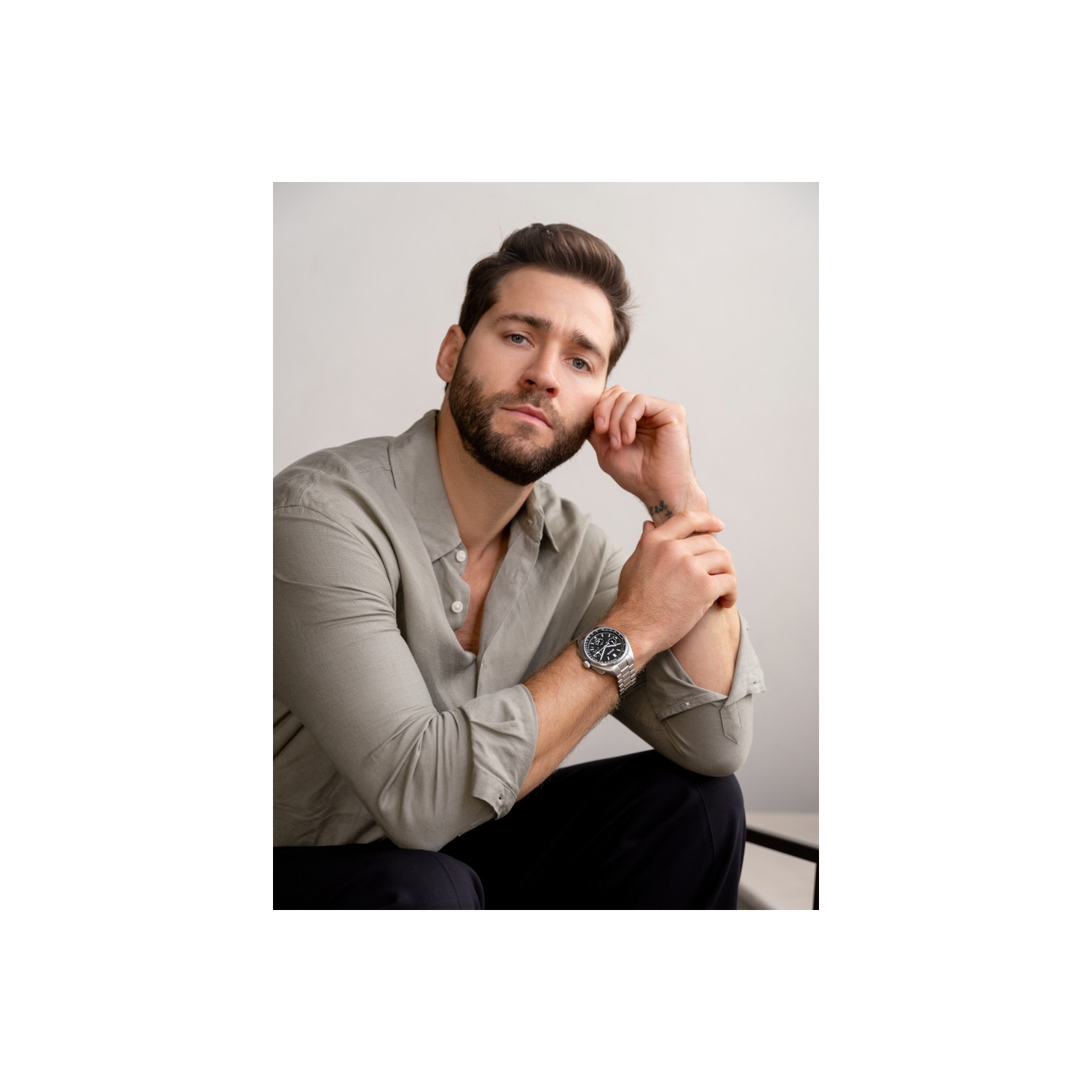 Montre homme, édition spéciale Lunar Pilot, HPQ 45&nbsp;mm, boîtier et bracelet en acier inoxydable argenté avec cadran noir de Bulova