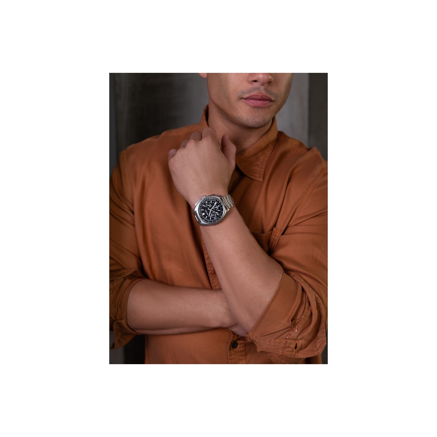 Montre homme, édition spéciale Lunar Pilot, HPQ 45&nbsp;mm, boîtier et bracelet en acier inoxydable argenté avec cadran noir de Bulova