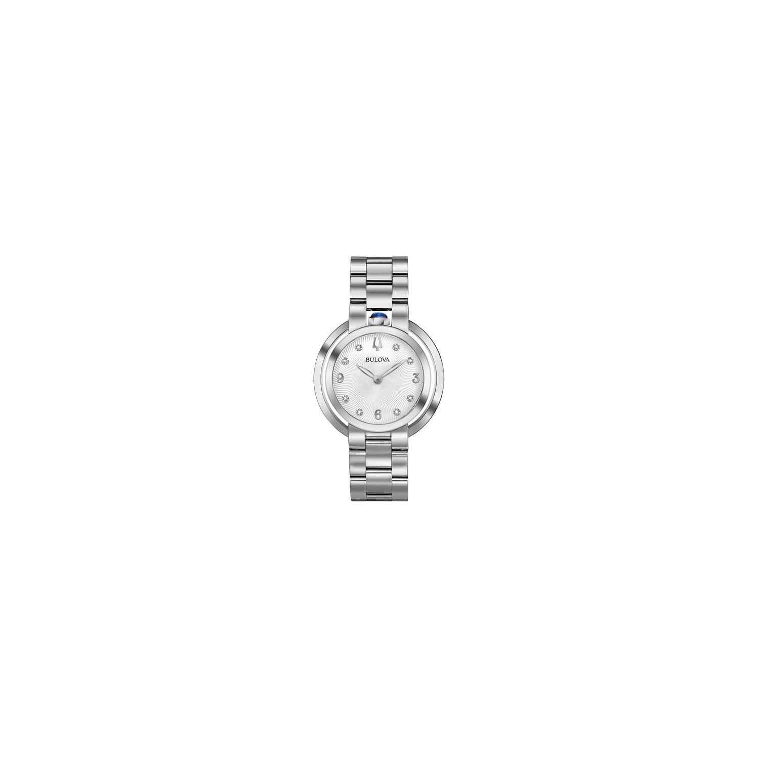 Montre à quartz pour femmes Rubaiyat 35&nbsp;mm de Bulova avec boîtier et bracelet en acier inoxydable argenté et cadran blanc argenté