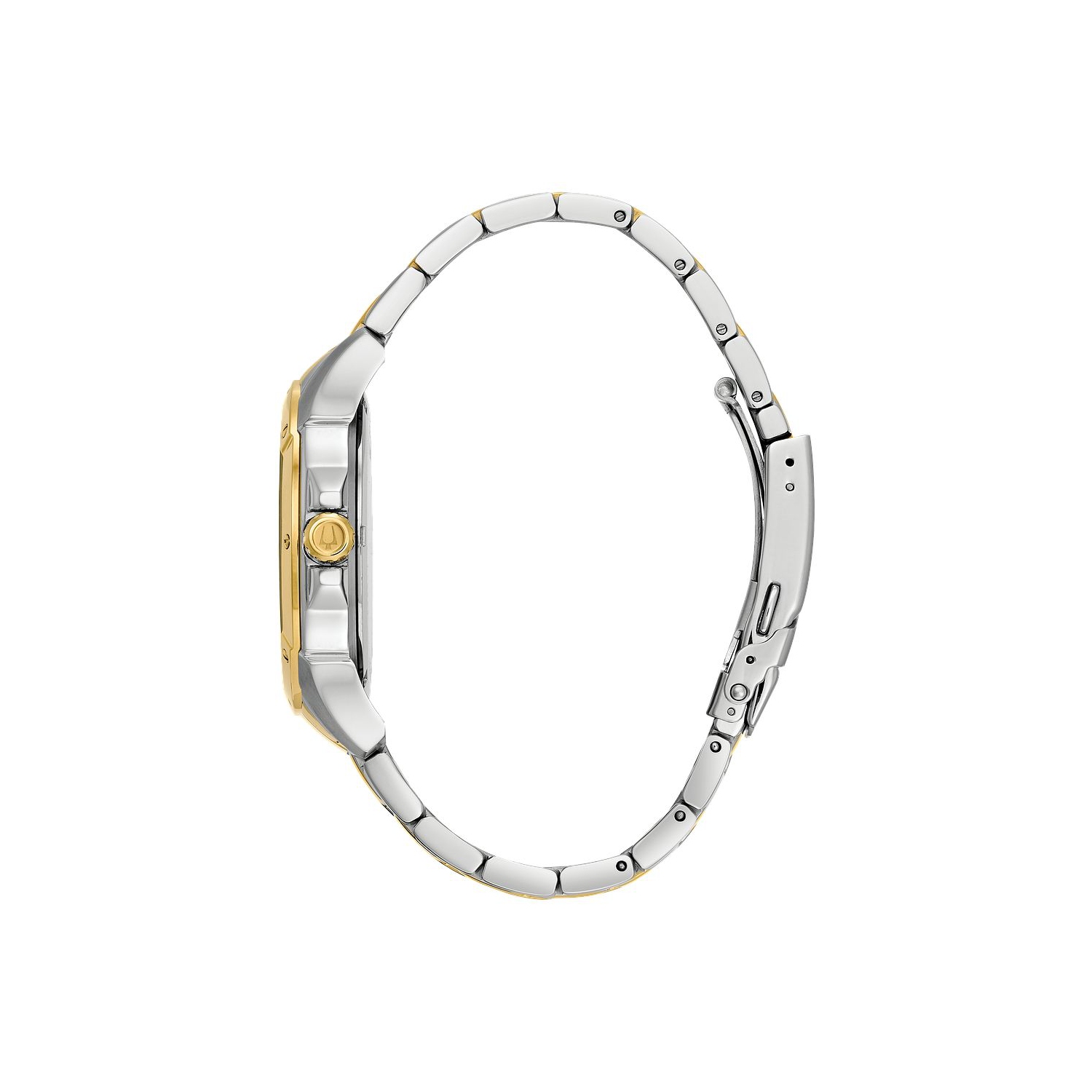 Montre à quartz classique pour hommes de Bulova 43 mm avec boîtier et bracelet en acier inoxydable deux tons et cadran noir