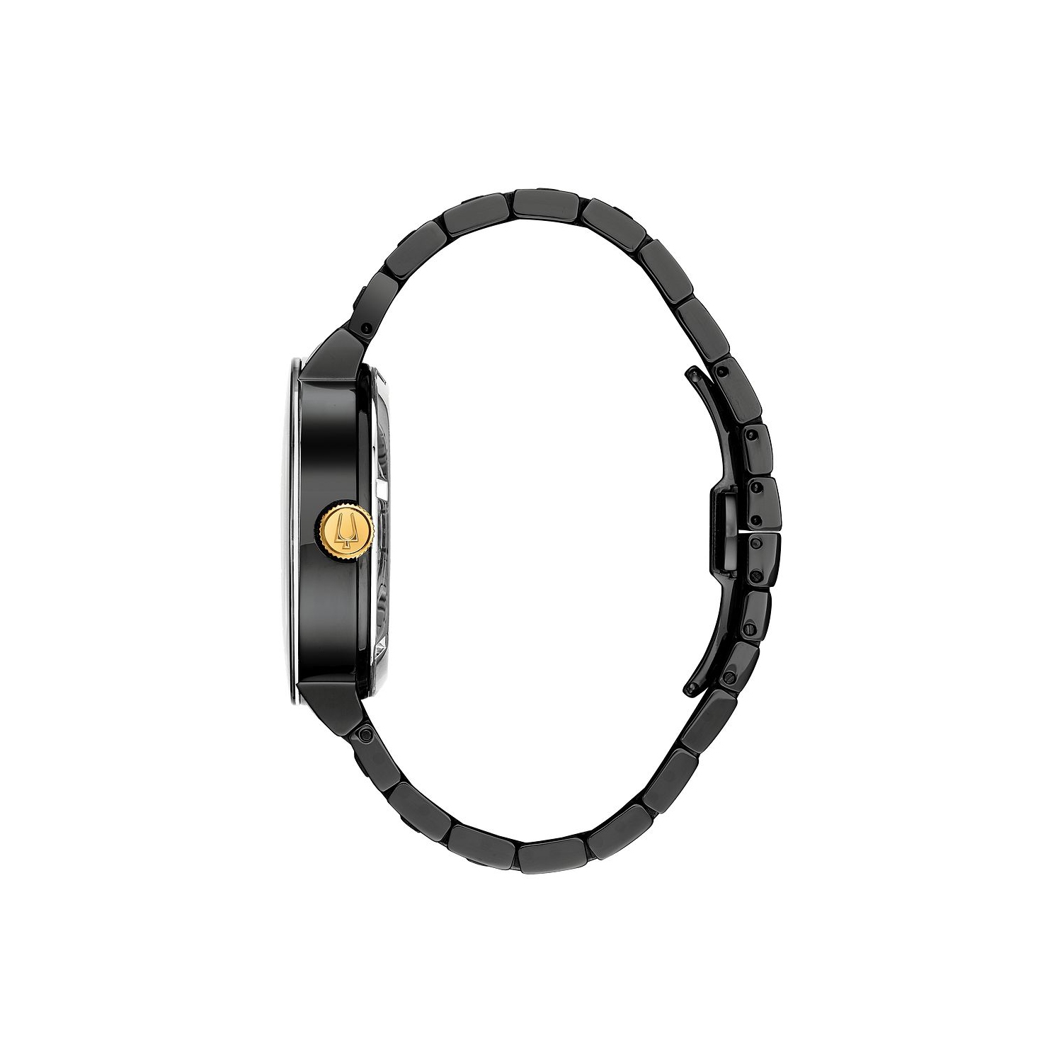 Montre automatique Futuro pour hommes de Bulova 42 mm avec boîtier et bracelet en acier inoxydable noir et cadran noir