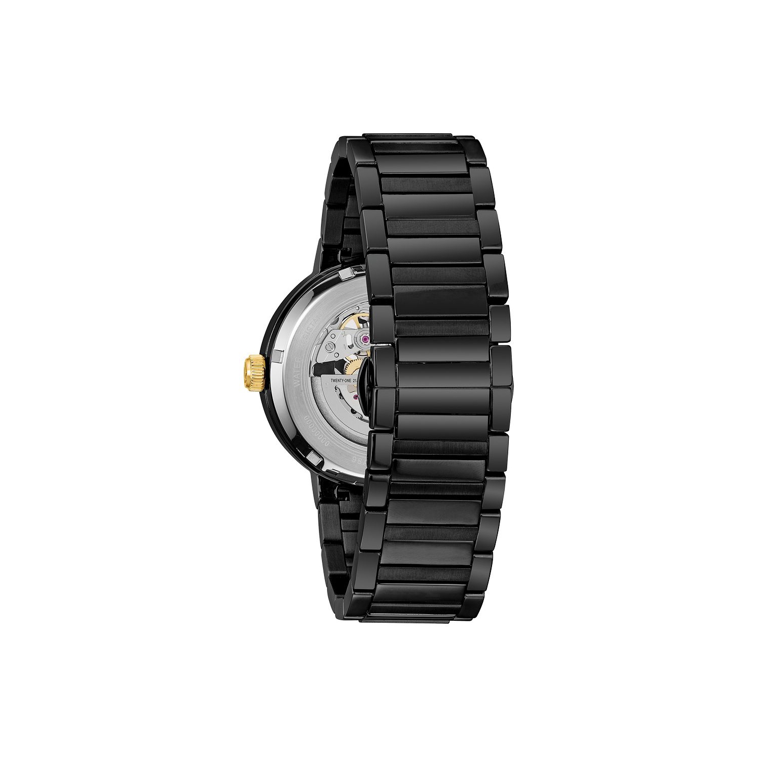 Montre automatique Futuro pour hommes de Bulova 42 mm avec boîtier et bracelet en acier inoxydable noir et cadran noir