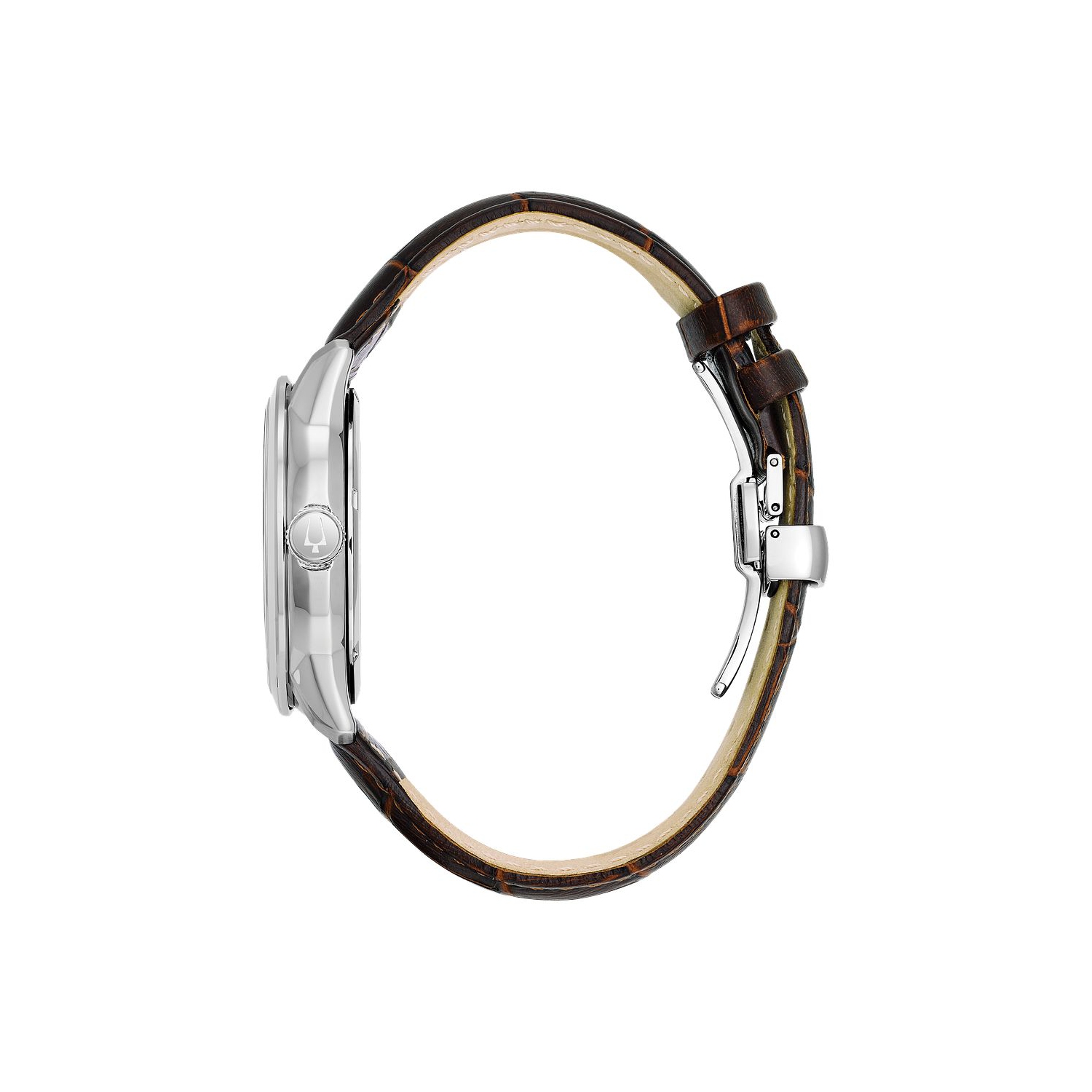 Montre automatique Sutton de Bulova hommes 42 mm avec boîtier en acier inoxydable argenté et cadran brun