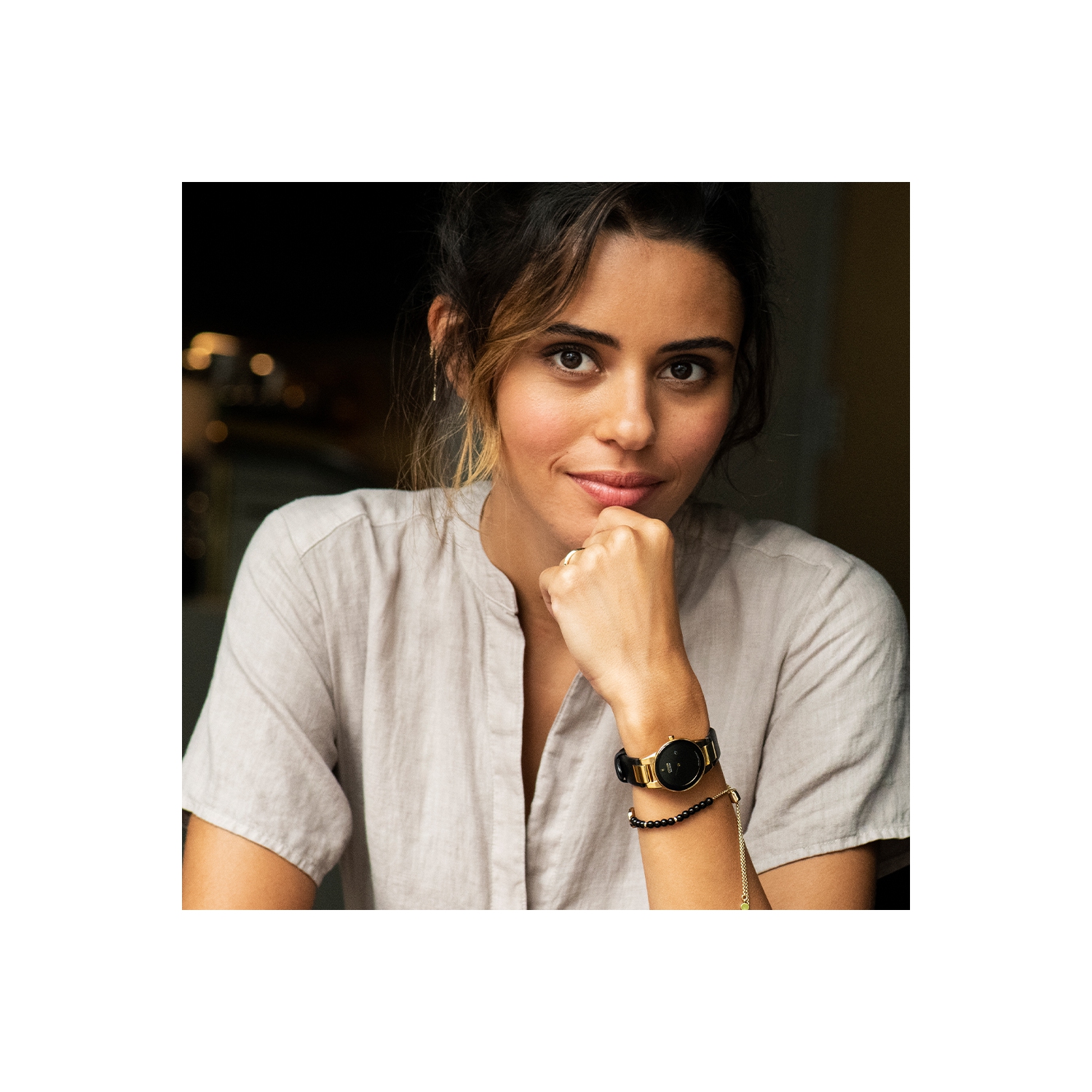 Citizen Ladies Axiom Eco-Drive Watch 30mm Gold-Tone Stainless Steel Case Black Leather Strap with Black Dial